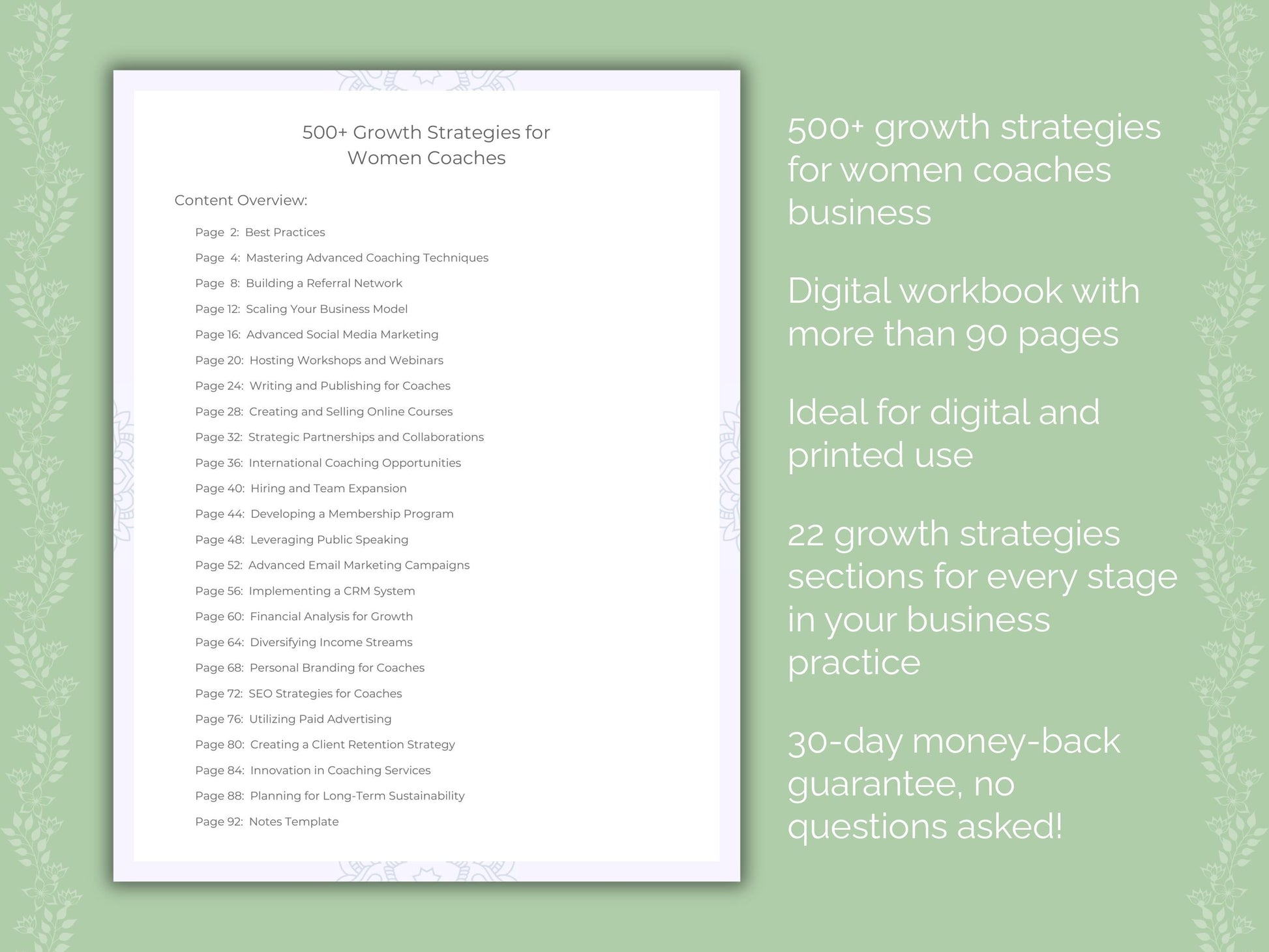 Women Coaches Business Worksheets