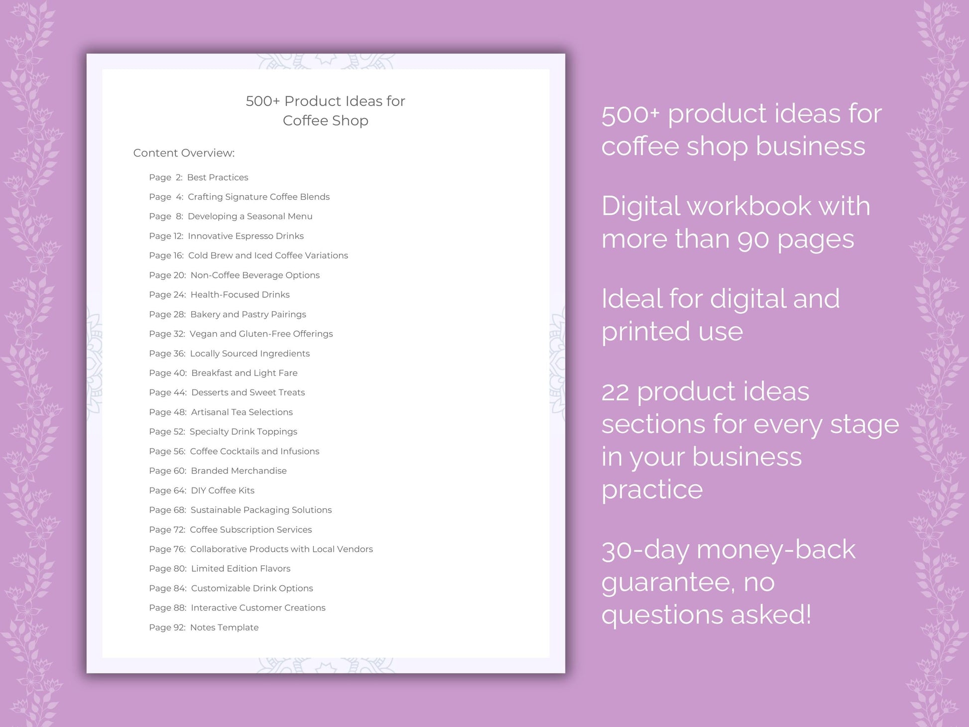 Coffee Shop Business Worksheets