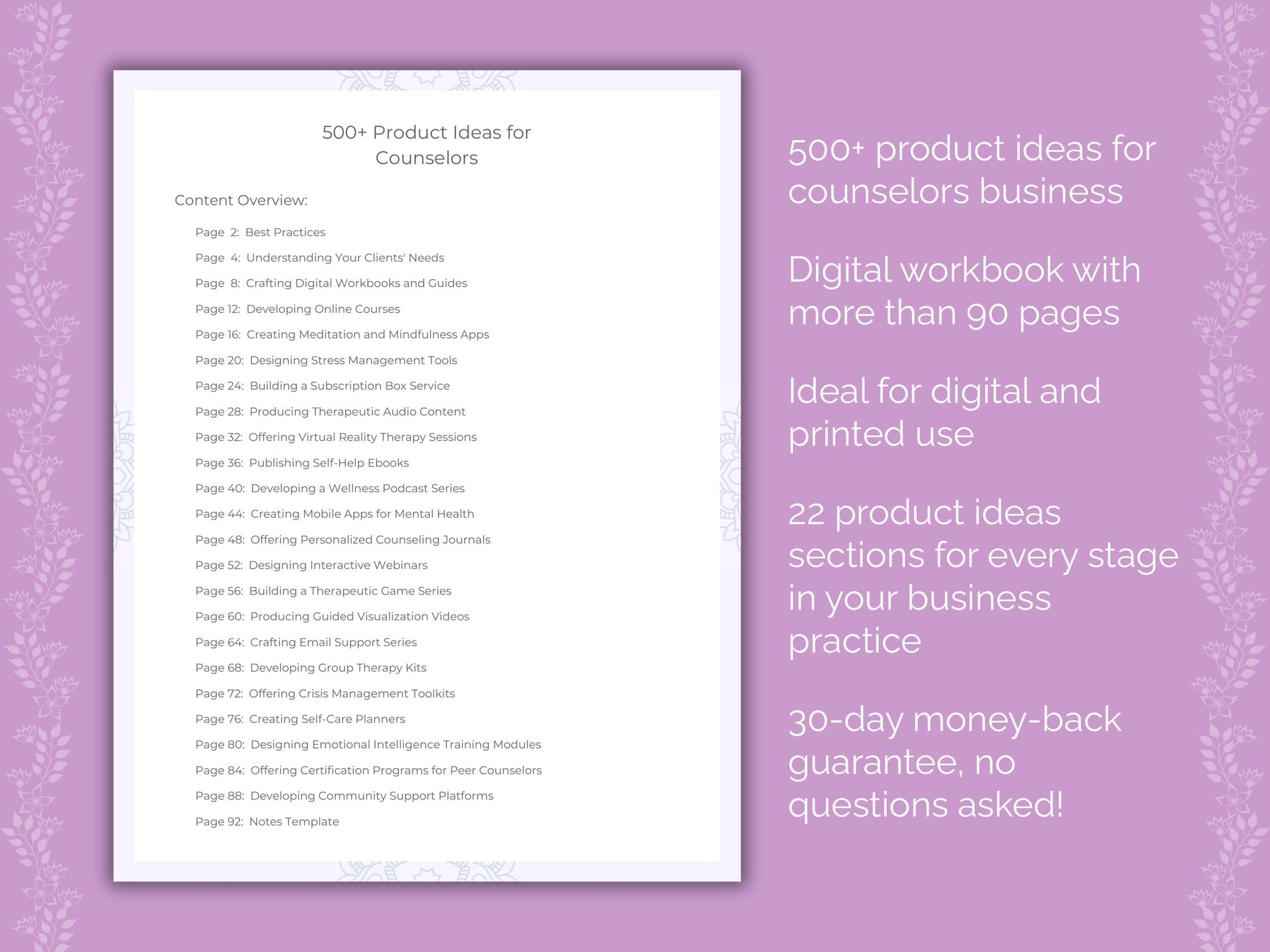 Counselors Business Worksheets