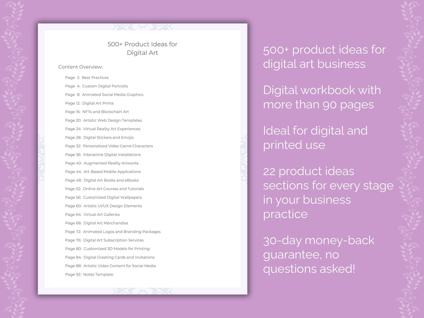 Digital Art Business Worksheets