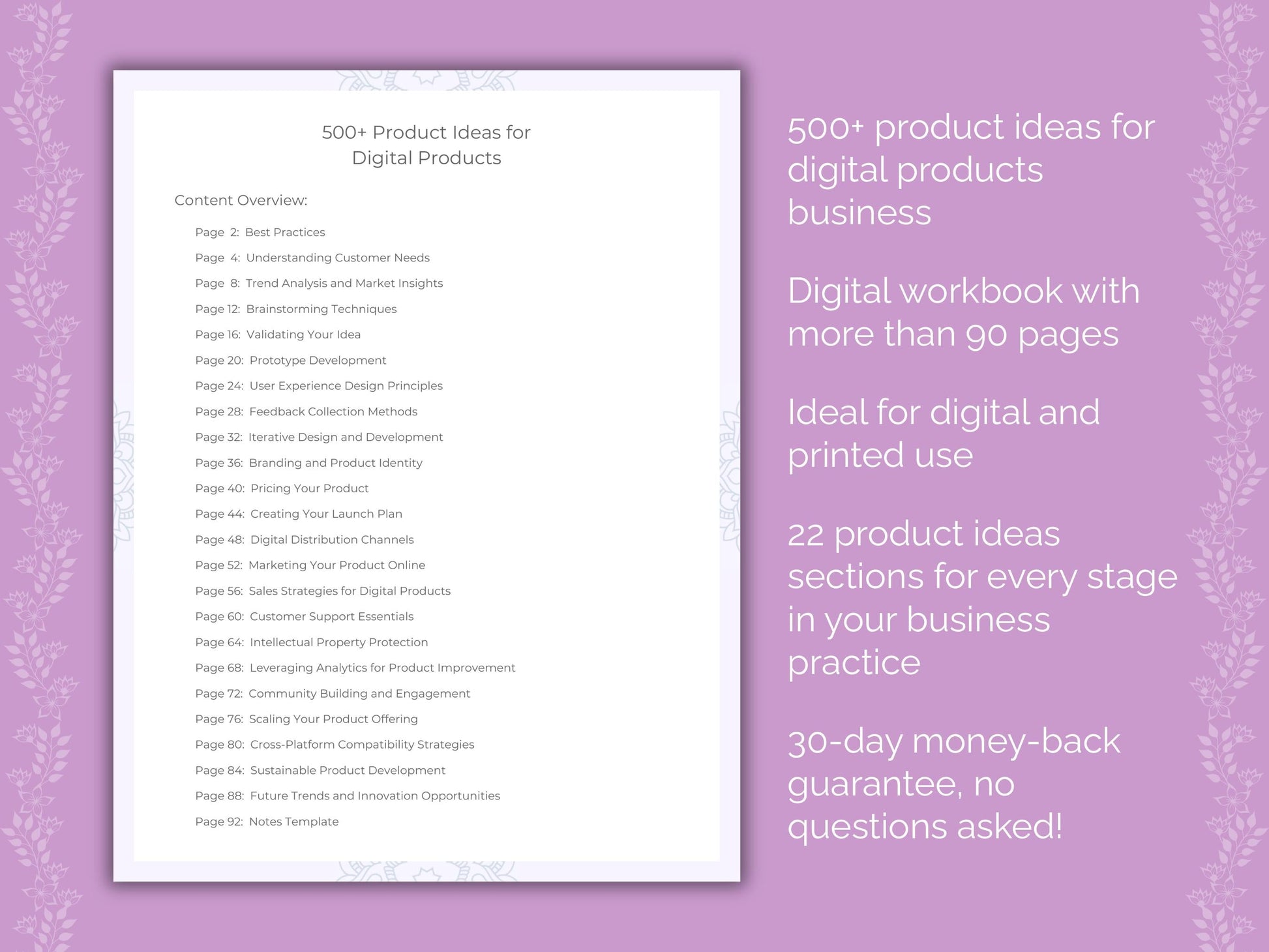 Digital Products Business Worksheets