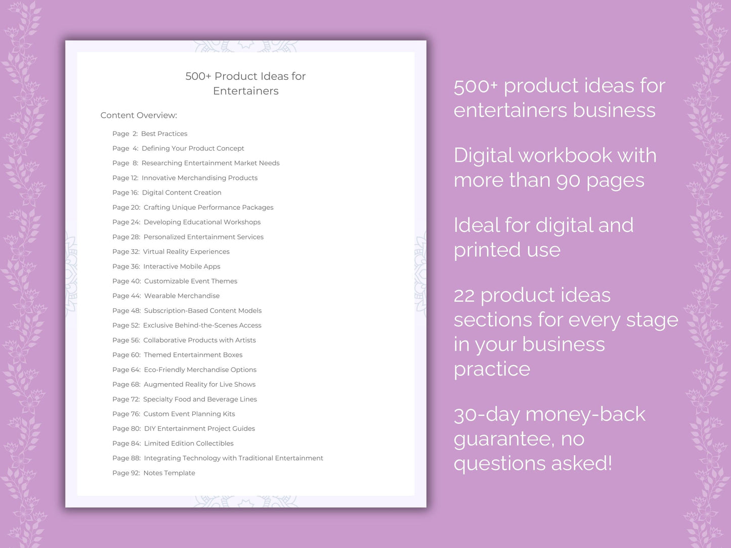 Entertainers Business Worksheets