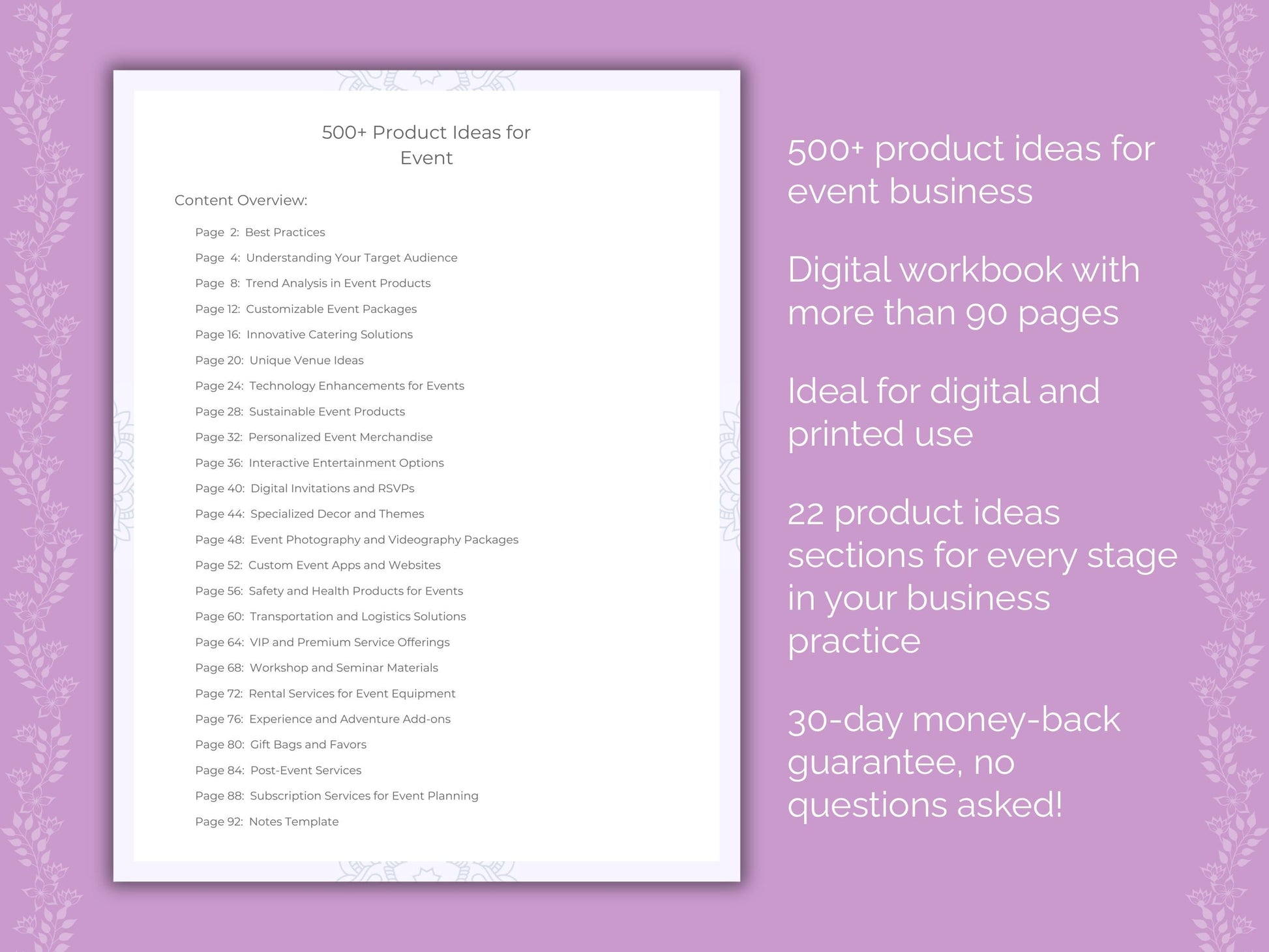 Event Business Worksheets