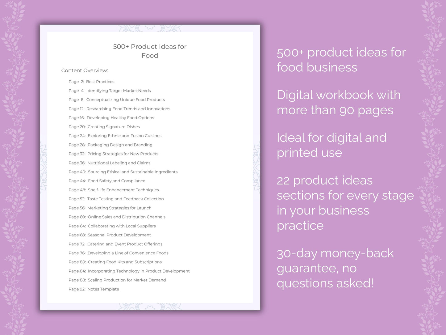 Food Business Worksheets