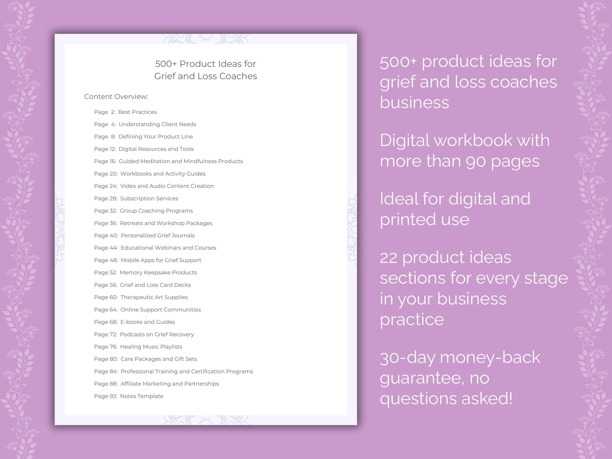 Grief and Loss Coaches Business Worksheets