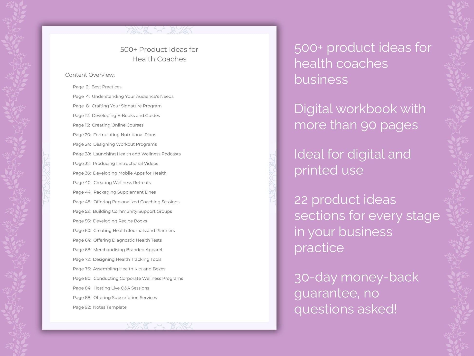 Health Coaches Business Worksheets