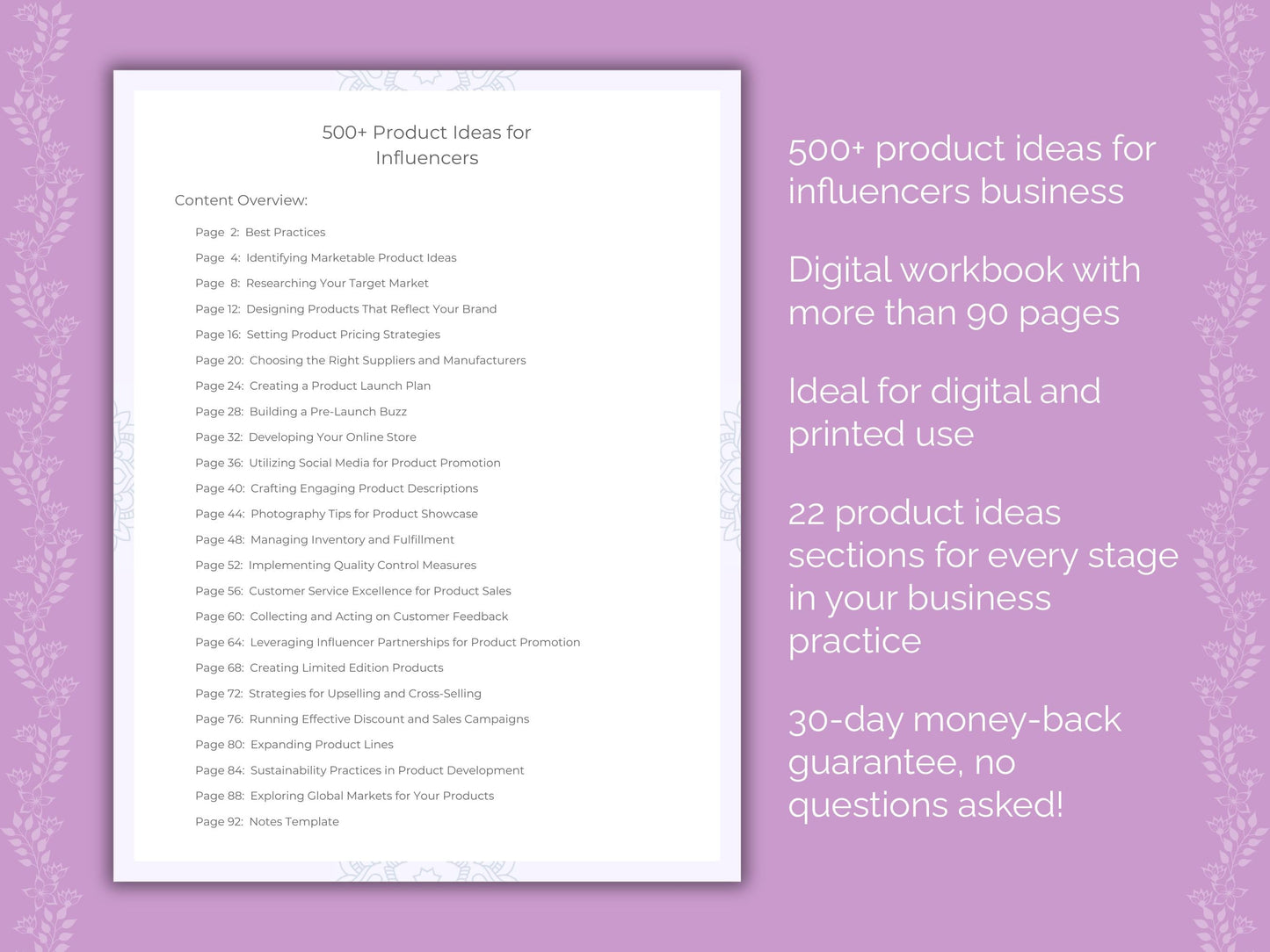 Influencers Business Worksheets