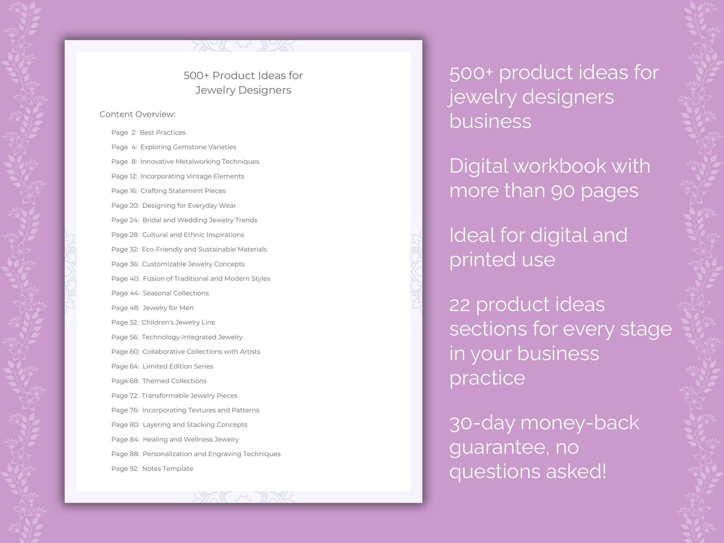 Jewelry Designers Business Worksheets