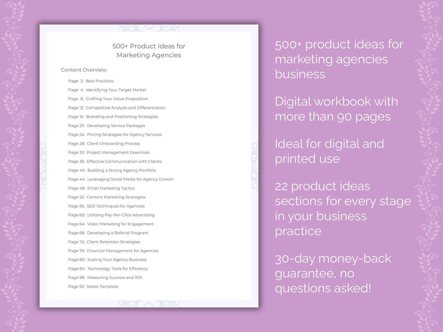 Marketing Agencies Business Worksheets