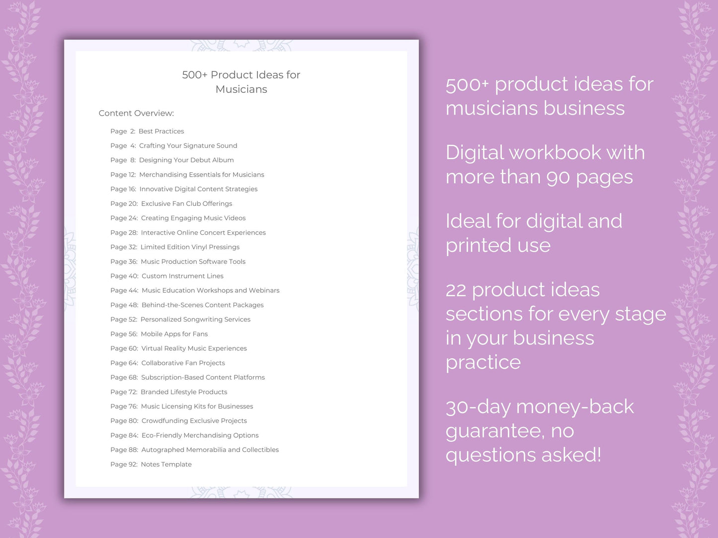 Musicians Business Worksheets