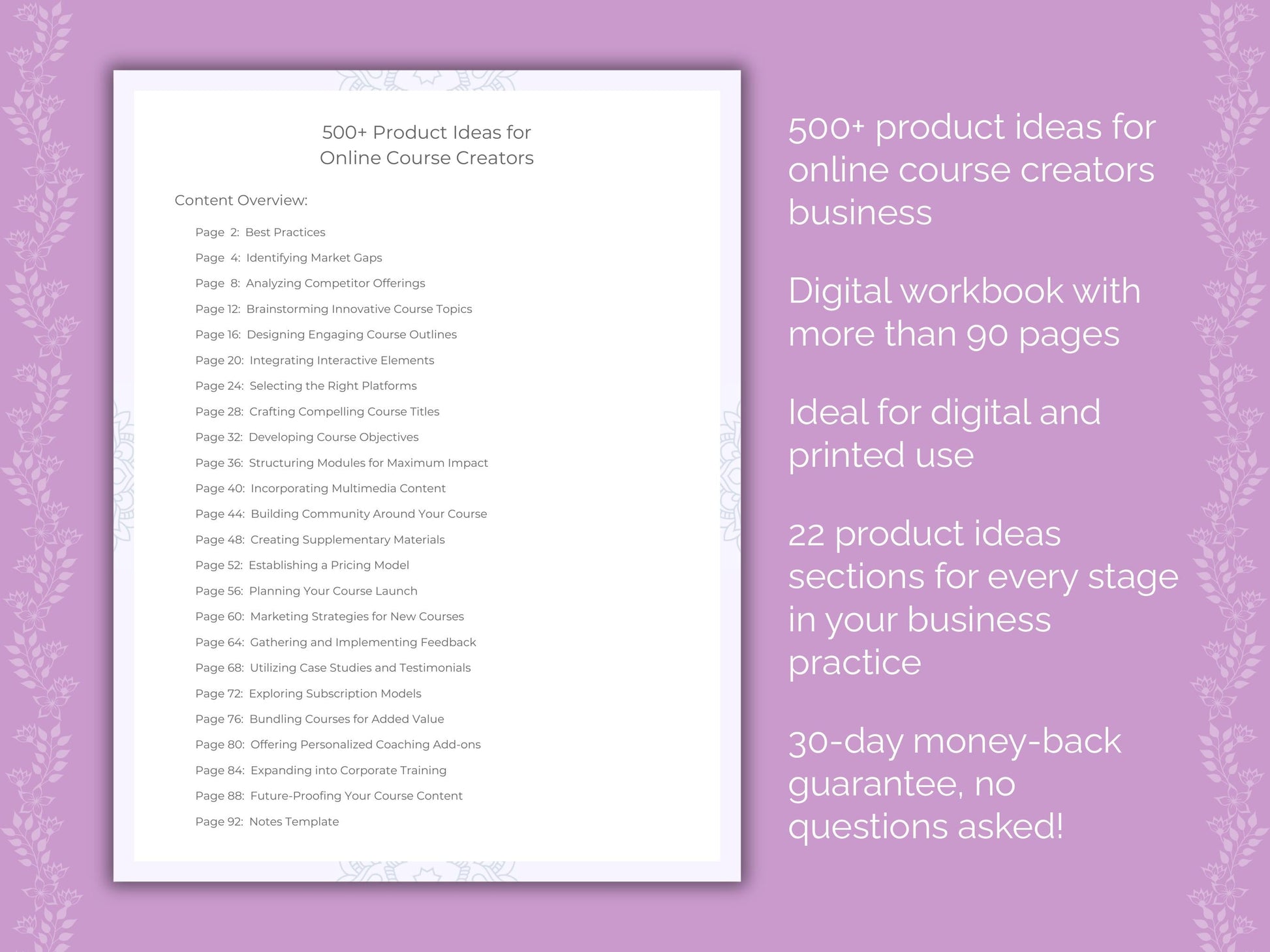 Online Course Creators Business Worksheets