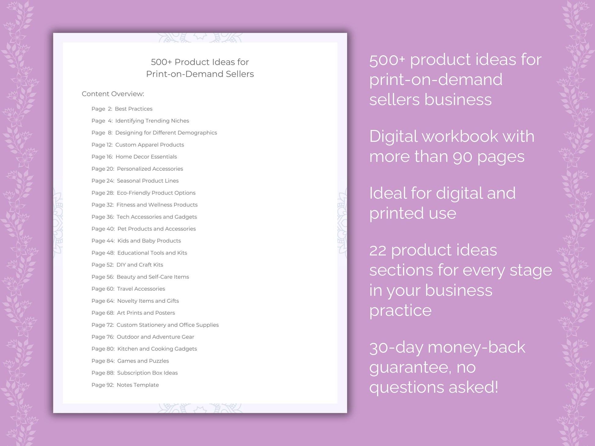 Print-on-Demand Sellers Business Worksheets