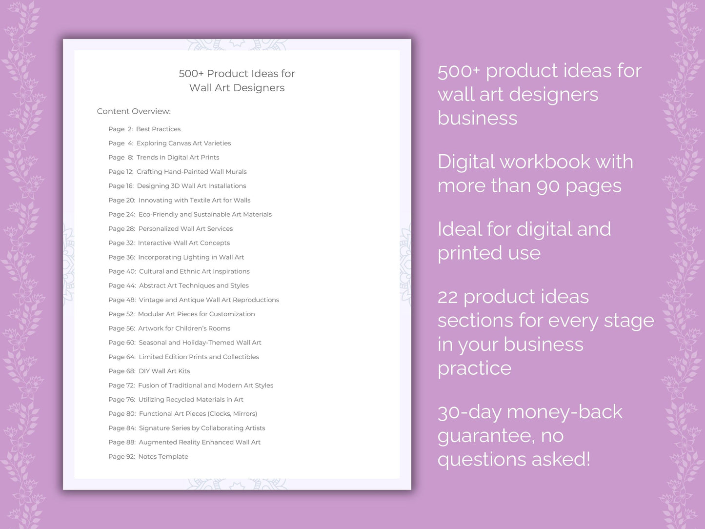 Wall Art Designers Business Worksheets