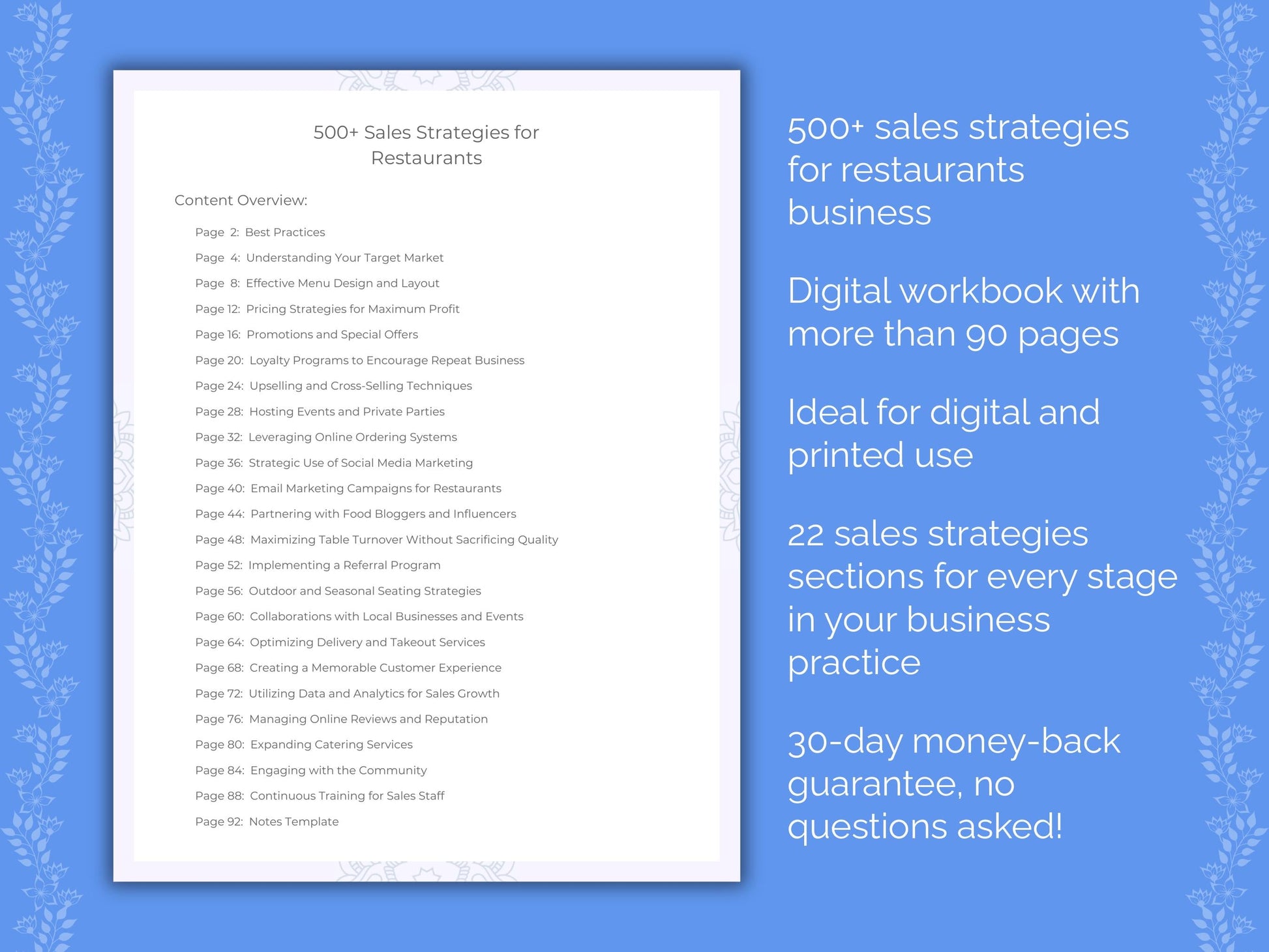 Restaurants Business Worksheets