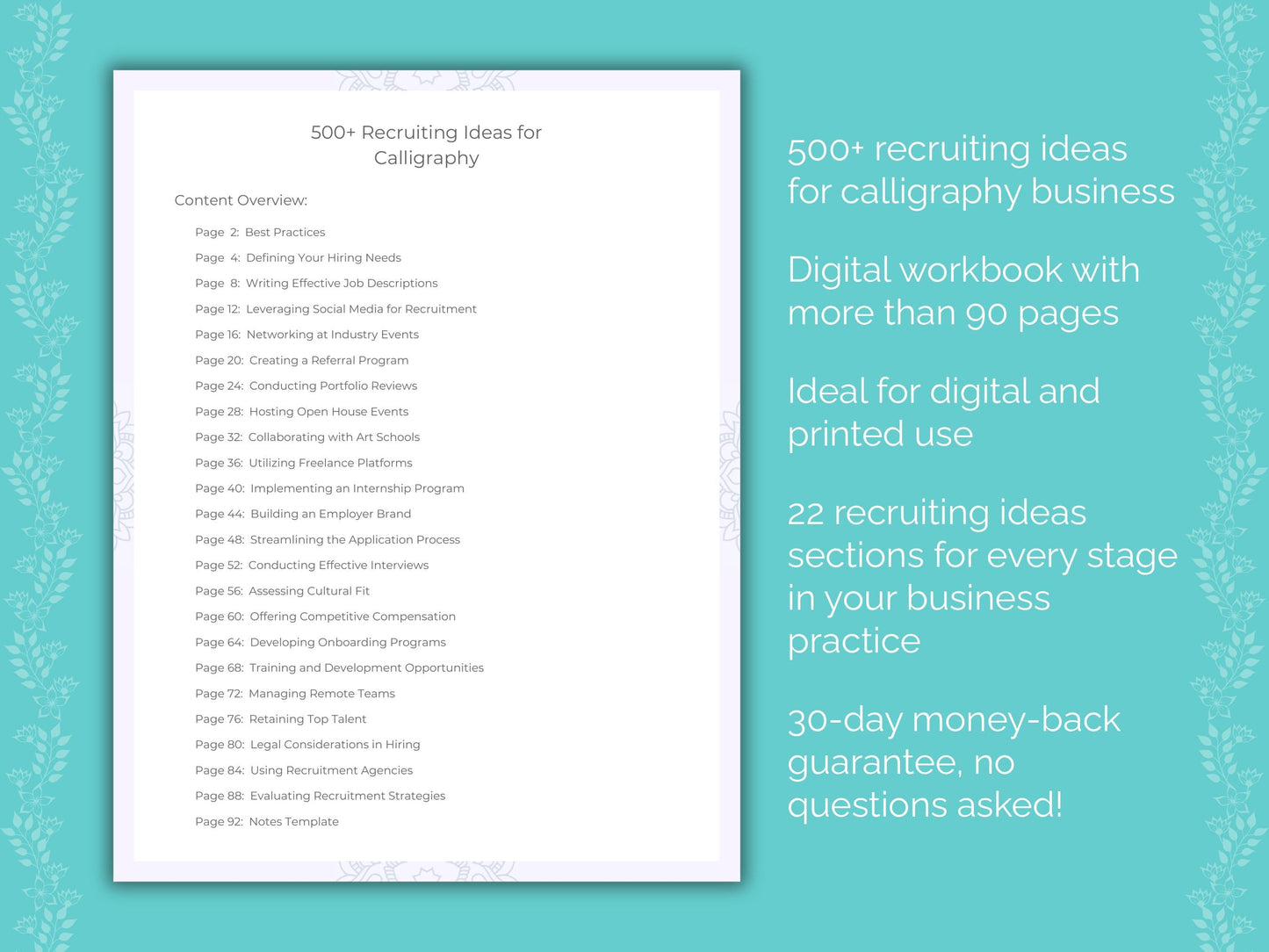 Calligraphy Business Worksheets