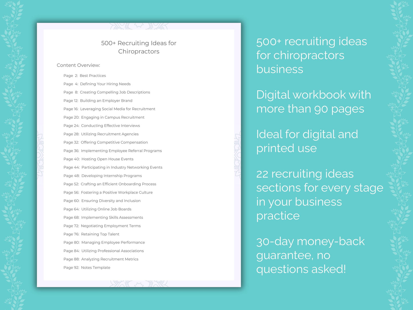 Chiropractors Business Worksheets