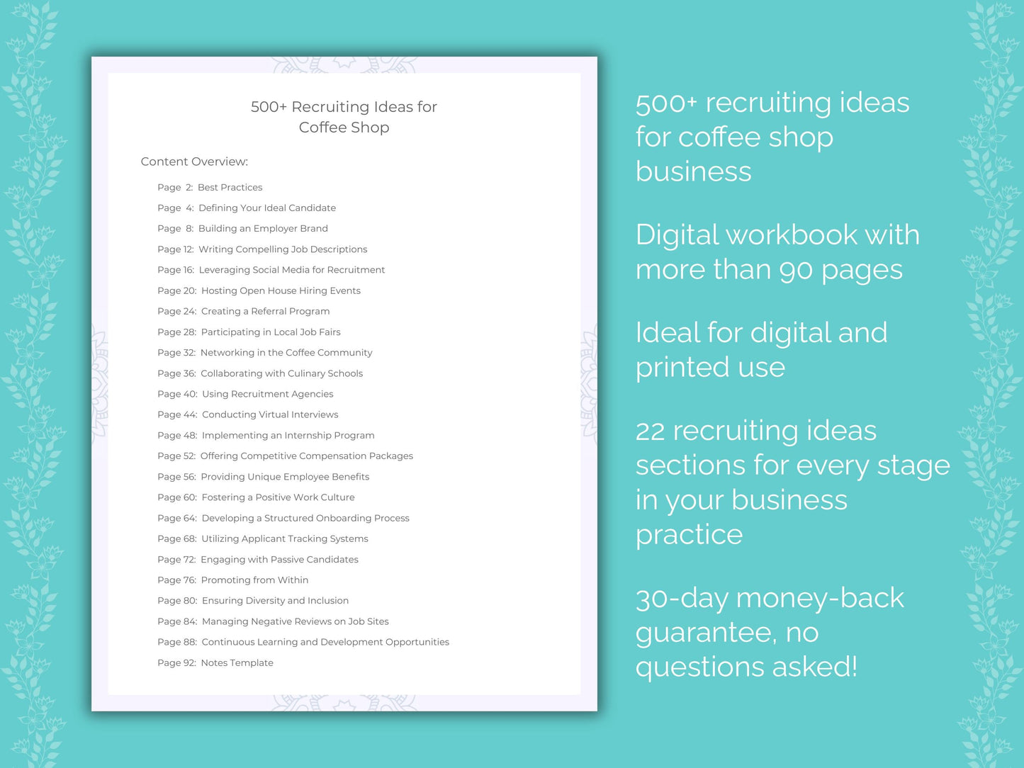 Coffee Shop Business Worksheets