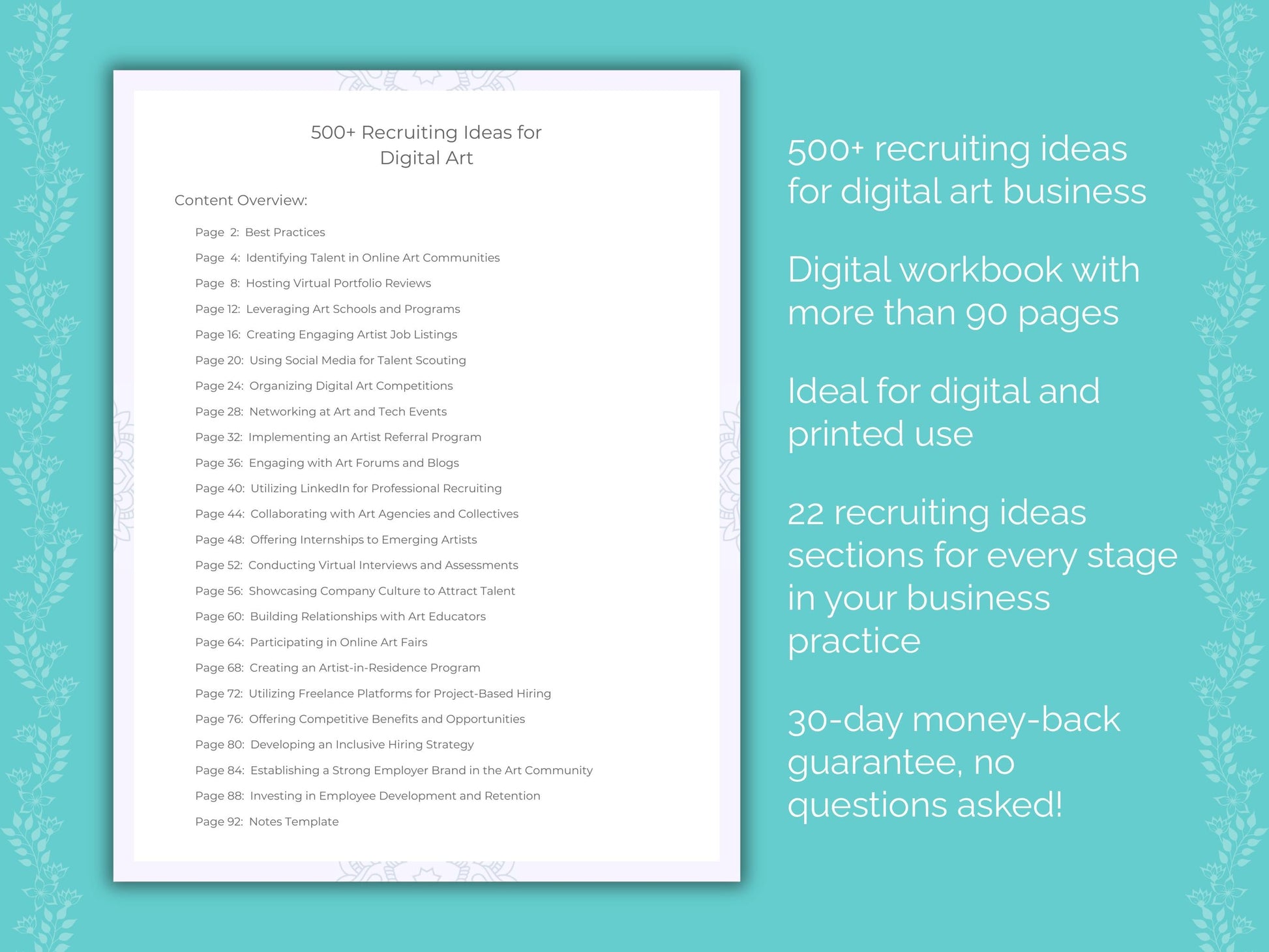 Digital Art Business Worksheets