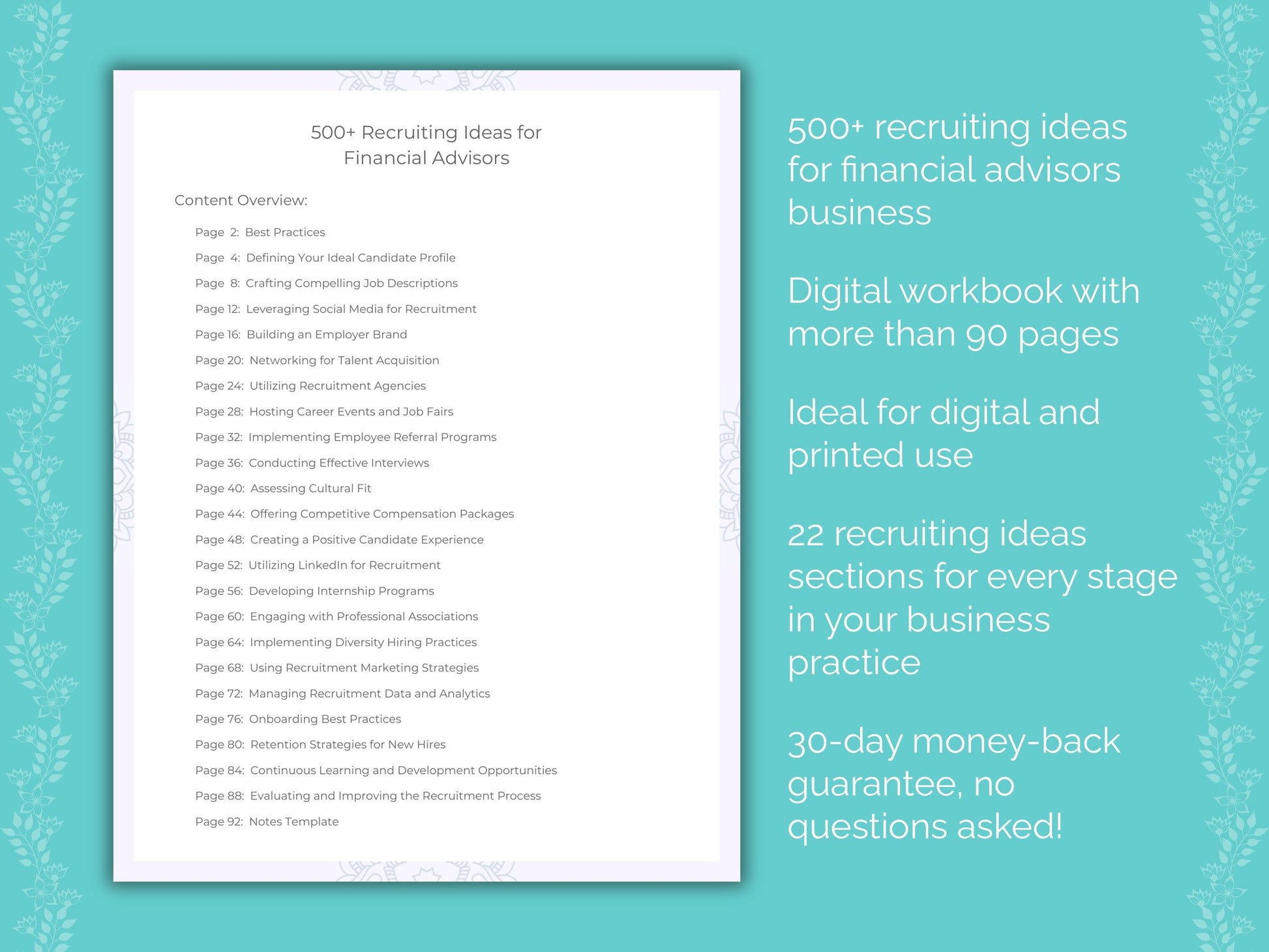 Financial Advisors Business Worksheets