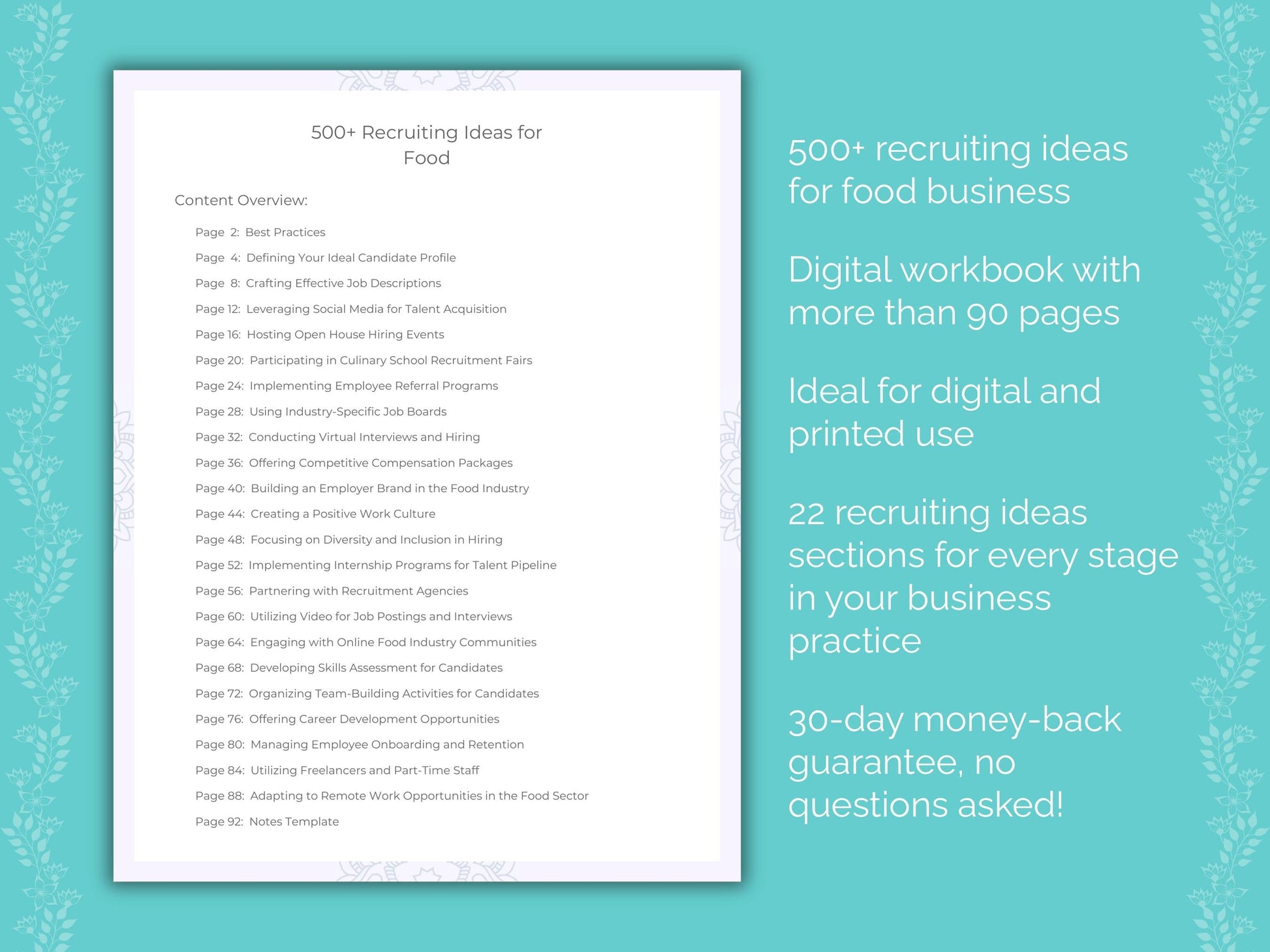 Food Business Worksheets