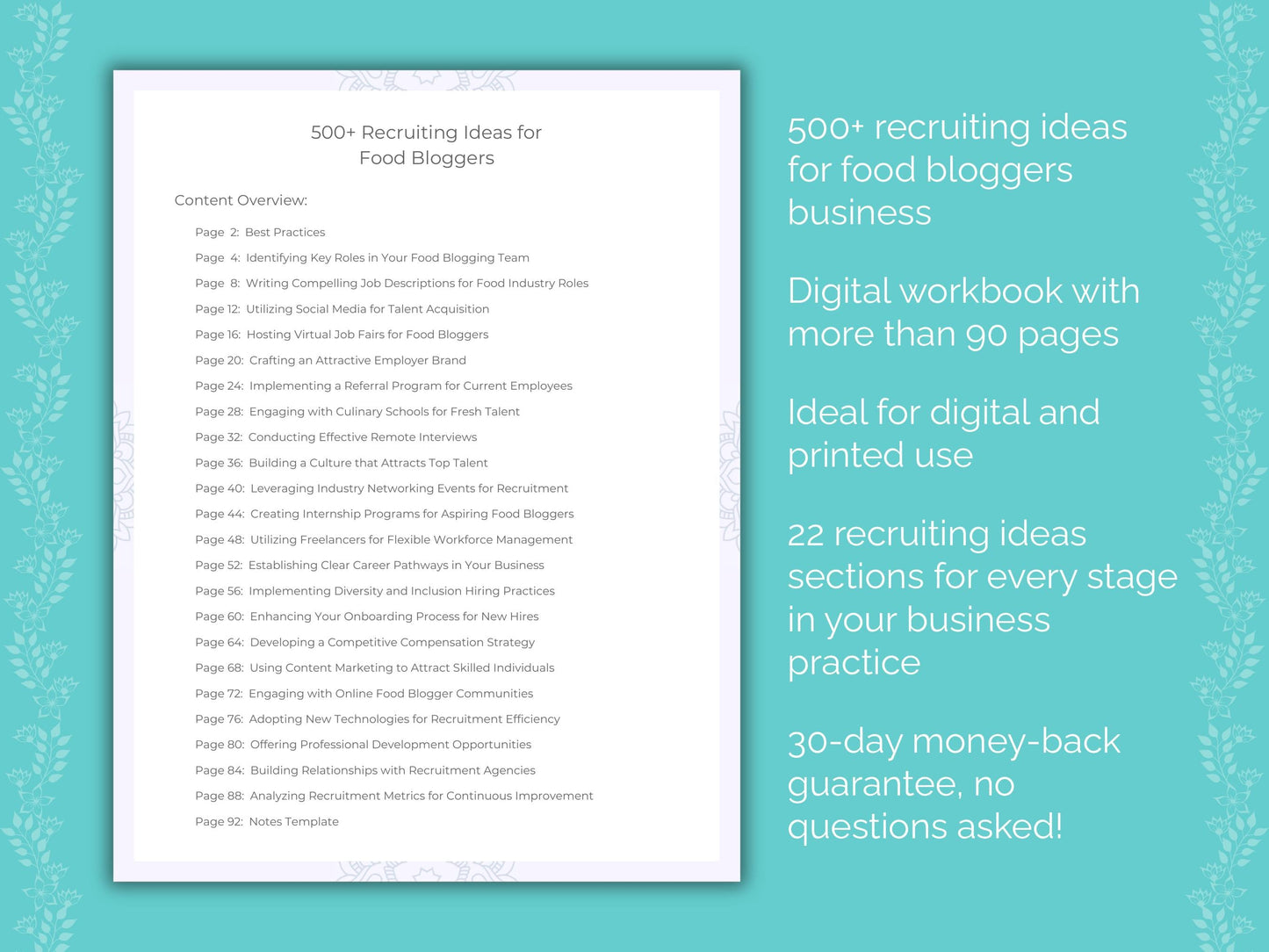 Food Bloggers Business Worksheets