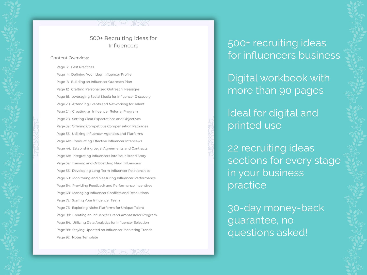 Influencers Business Worksheets