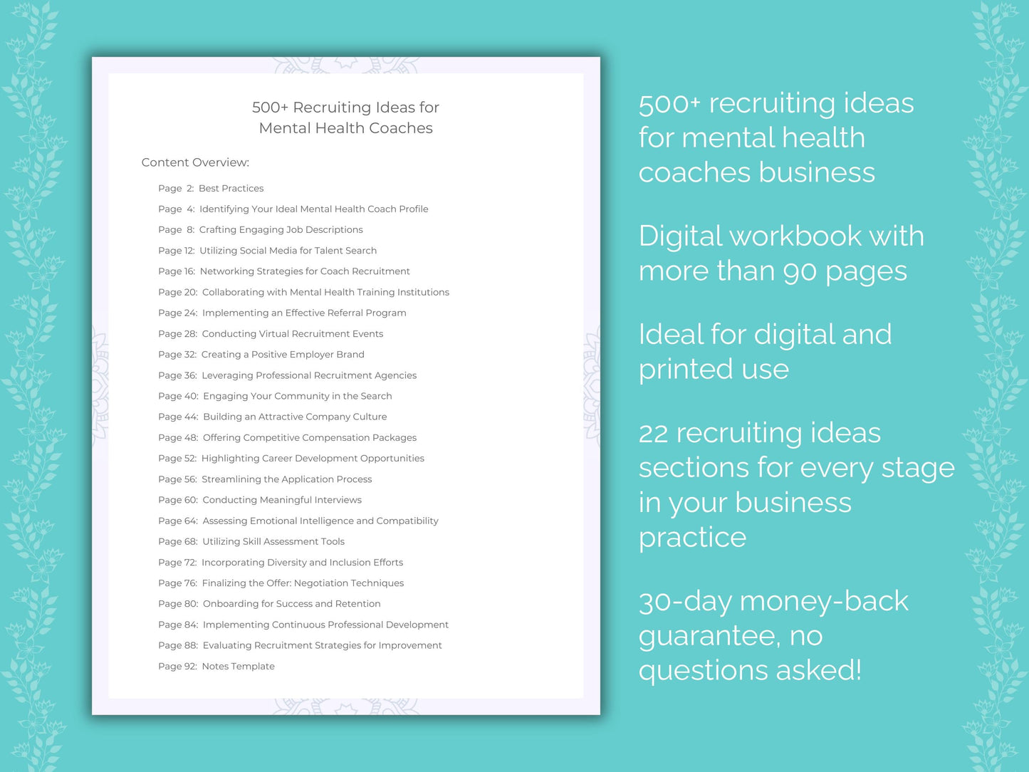 Mental Health Coaches Business Worksheets