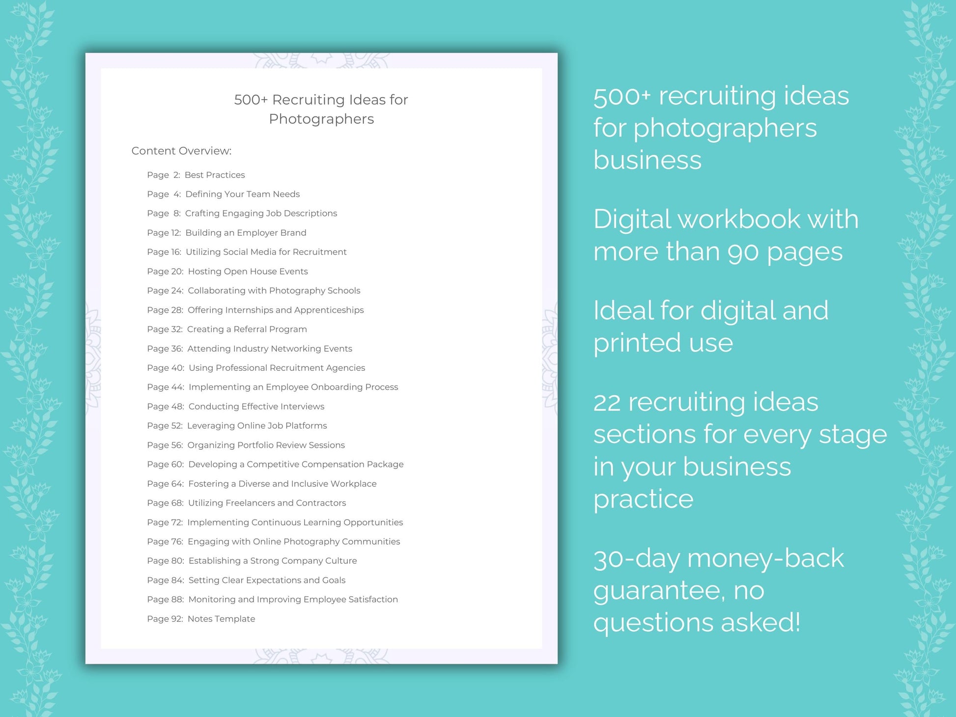 Photographers Business Worksheets