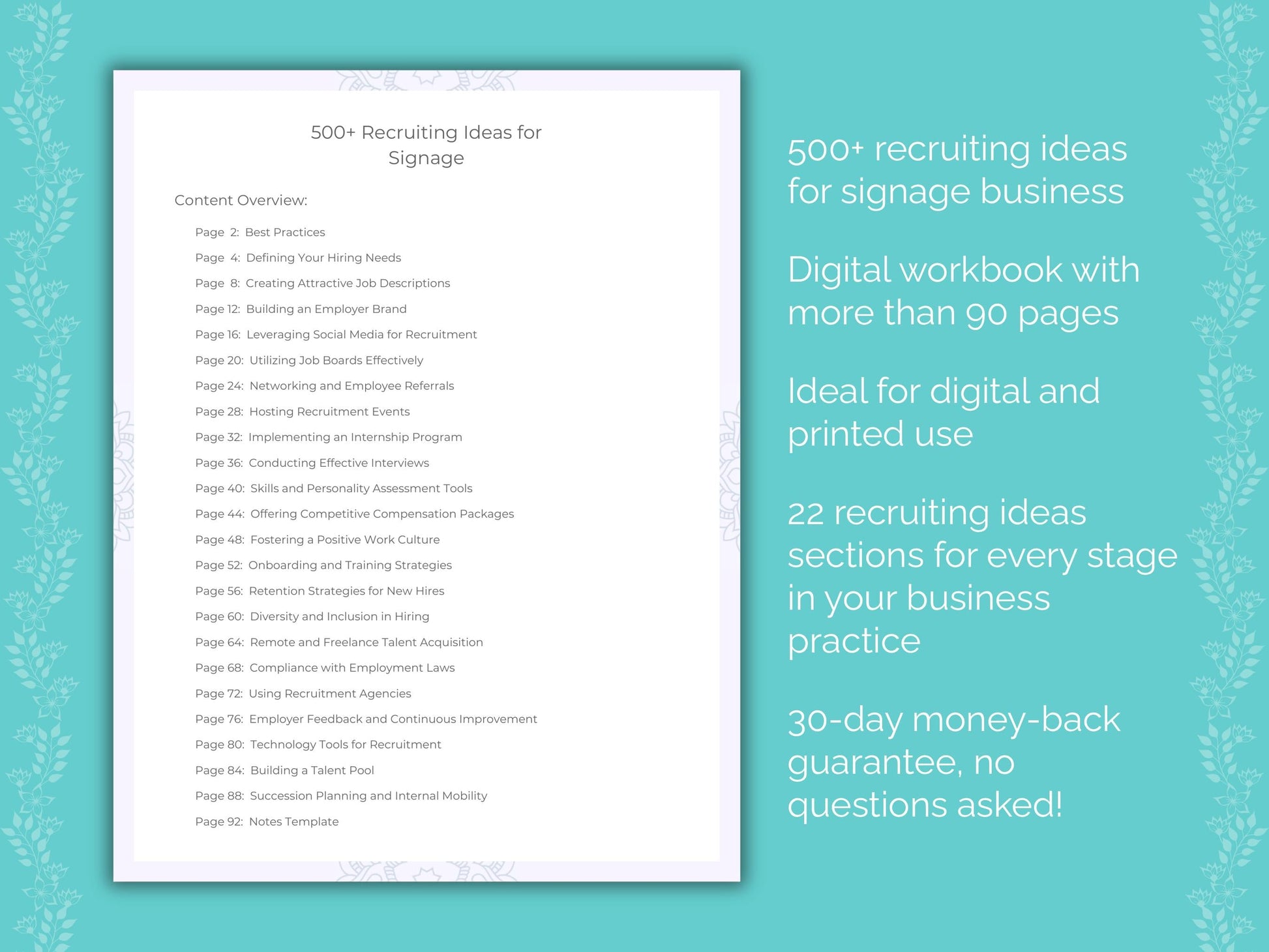 Signage Business Worksheets