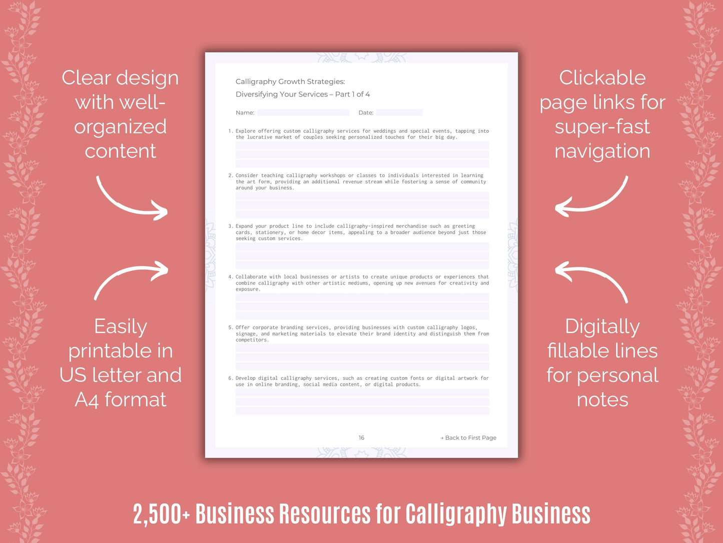 Calligraphy Business Cheat Sheets