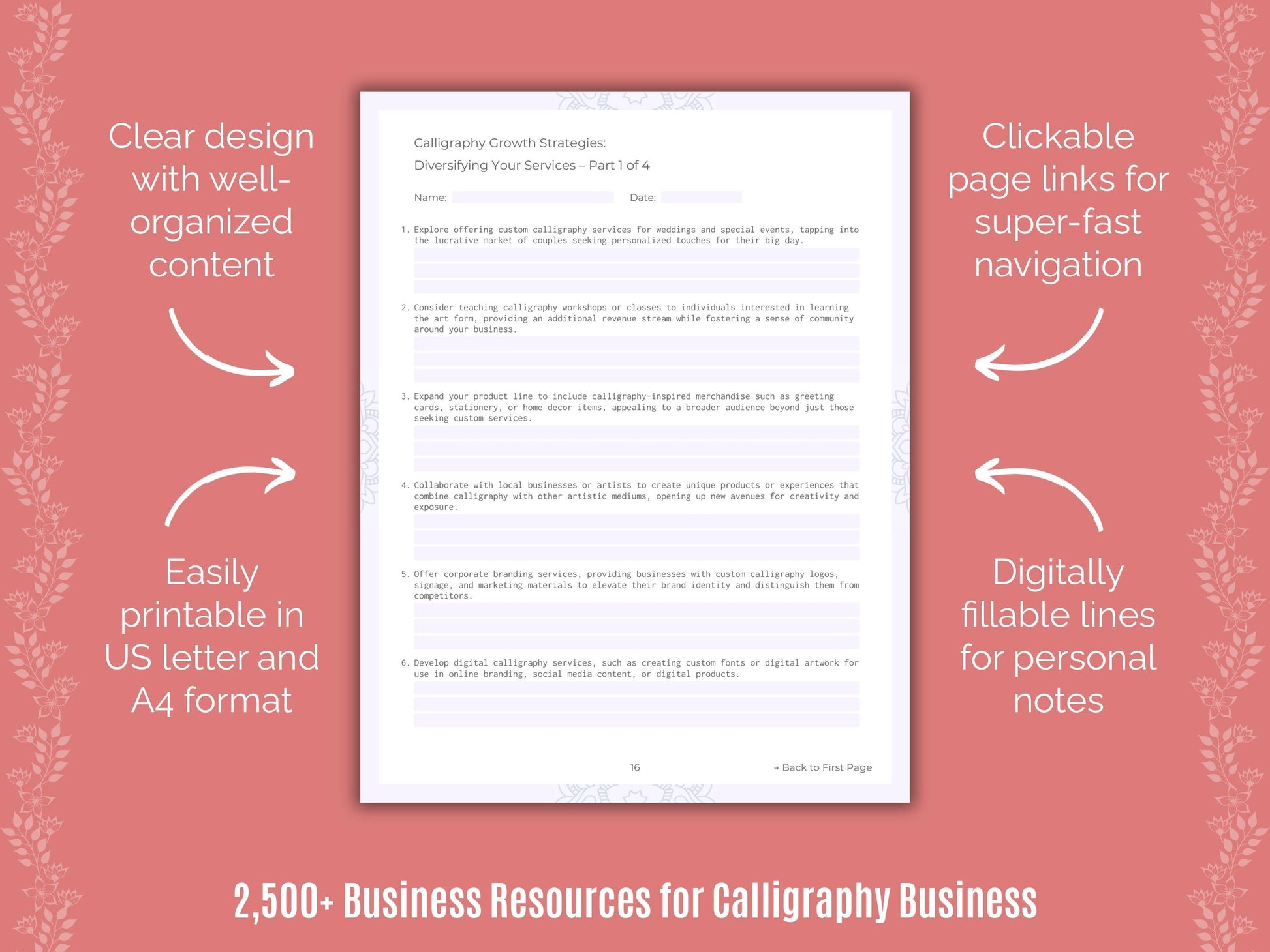 Calligraphy Business Cheat Sheets