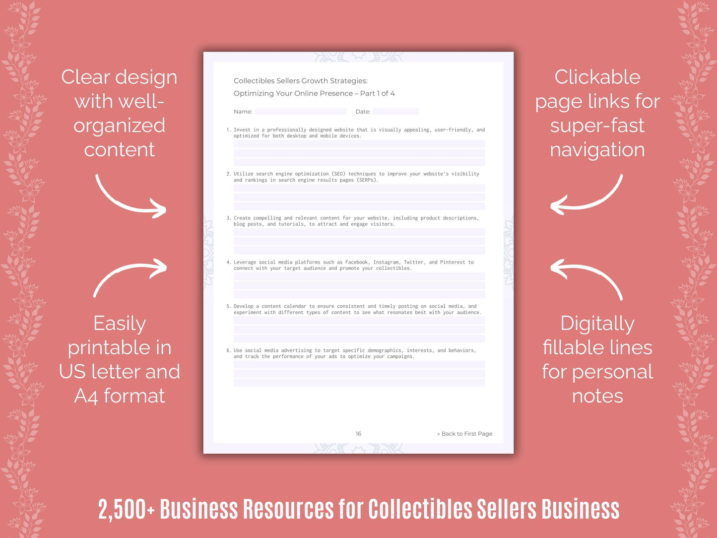 Collectibles Sellers Business Cheat Sheets