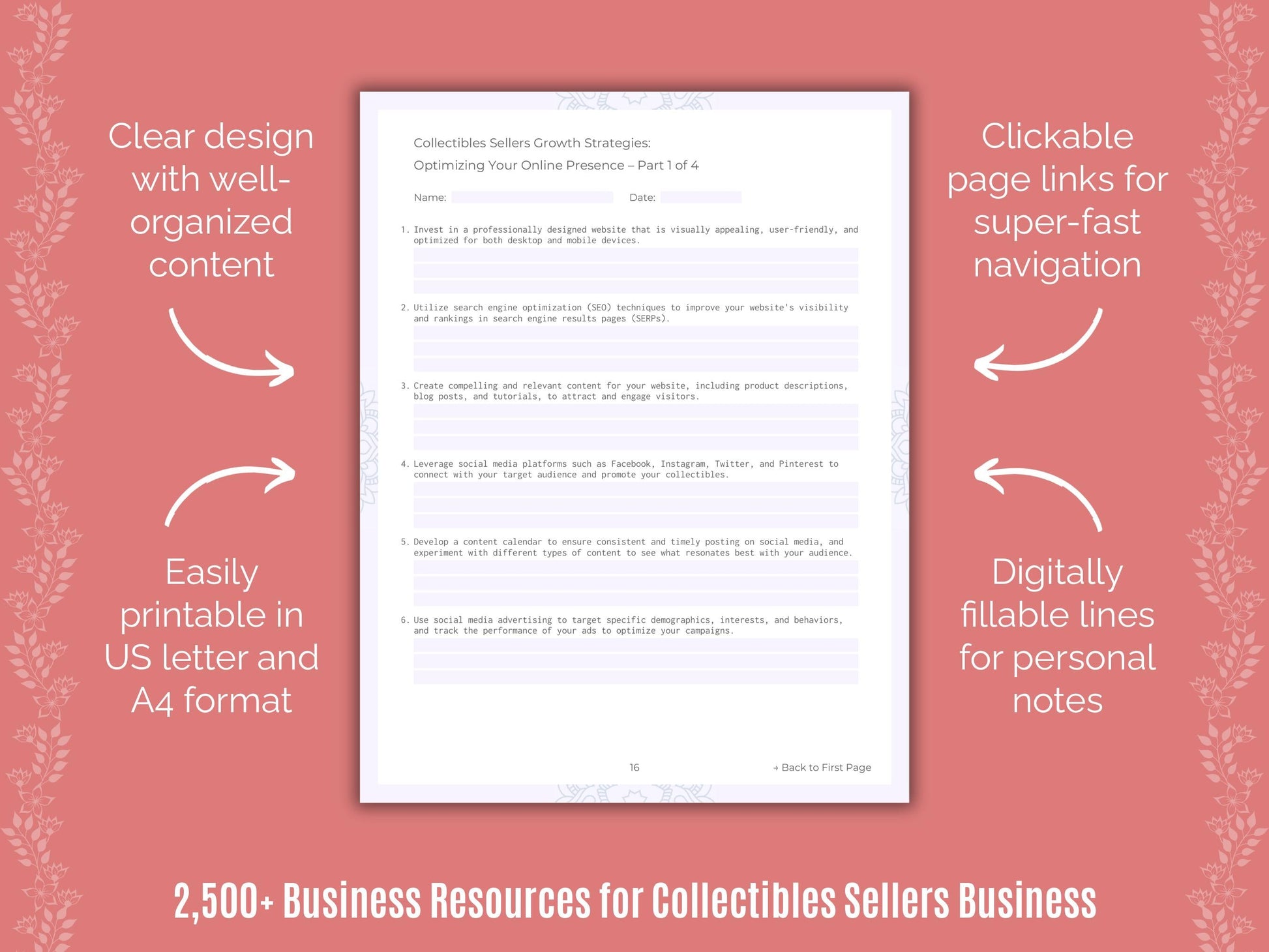 Collectibles Sellers Business Cheat Sheets