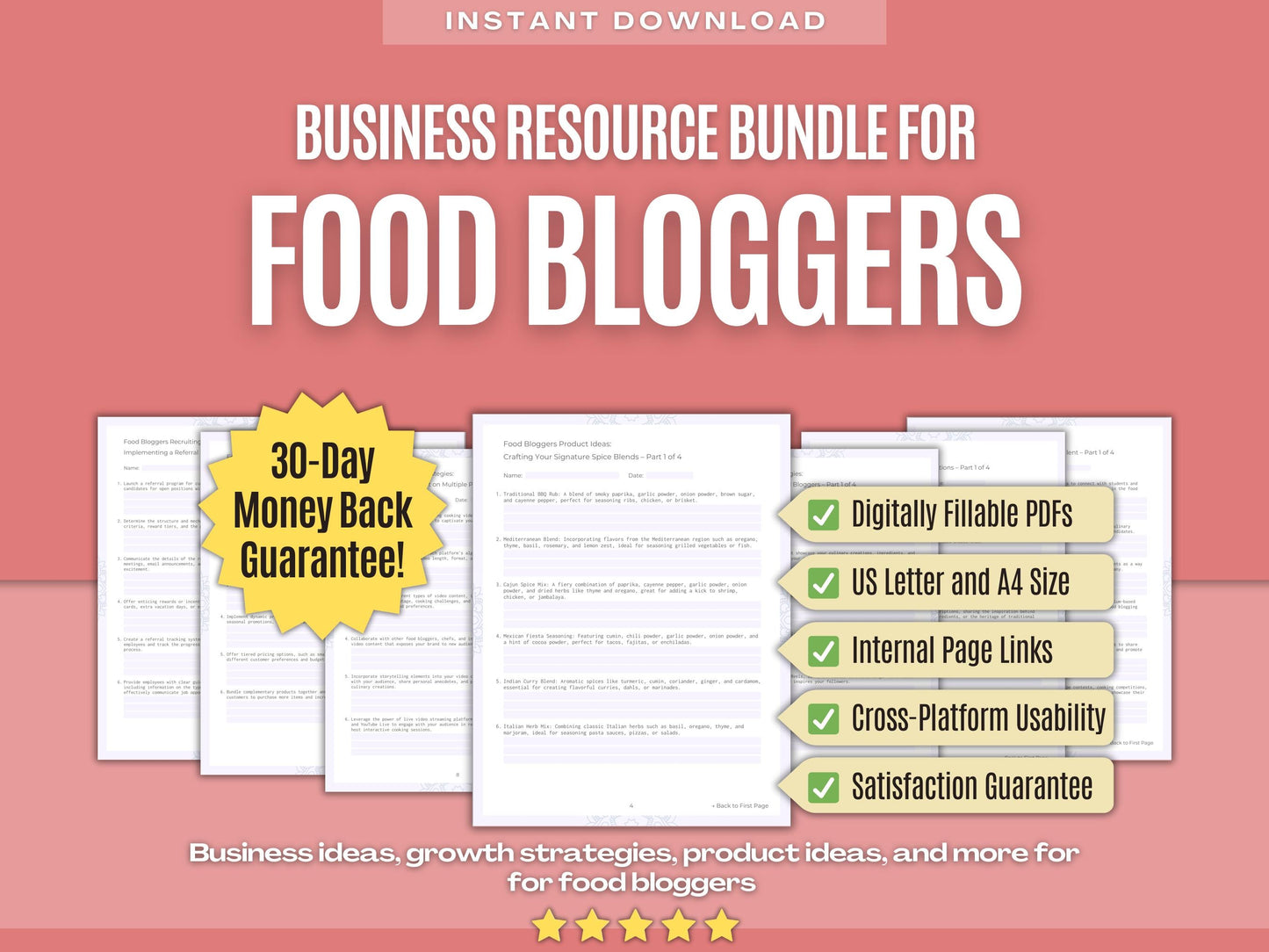 Food Bloggers Business Workbooks