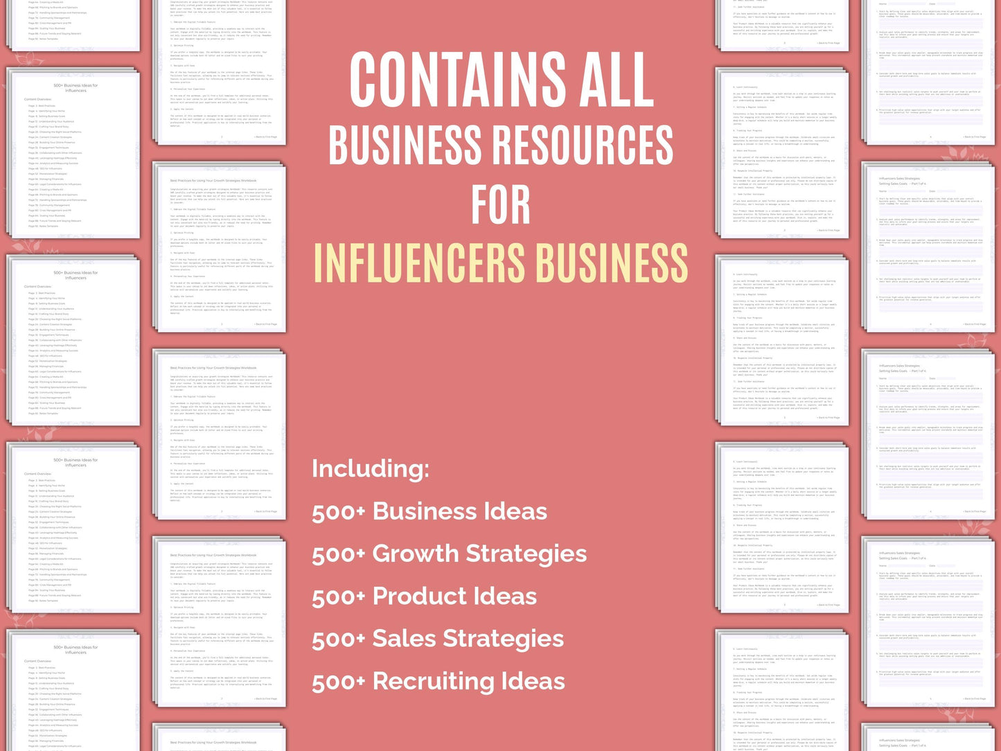 Influencers Business Worksheets