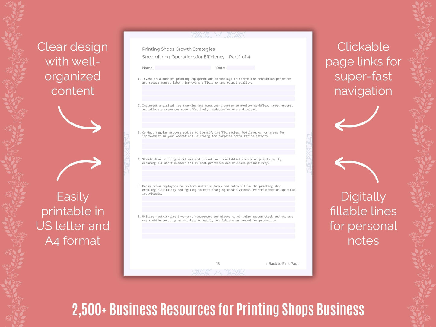 Printing Shops Business Cheat Sheets