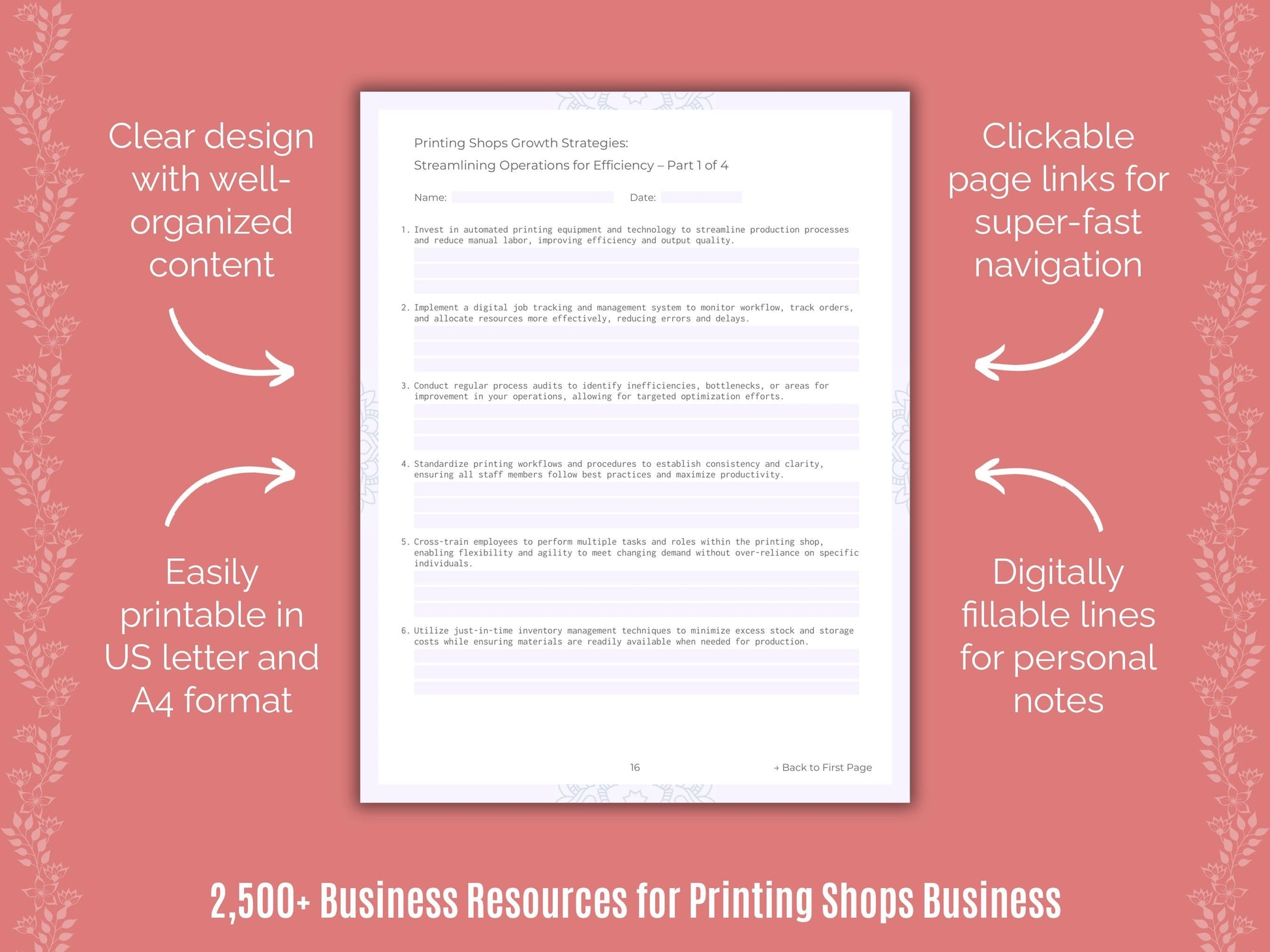 Printing Shops Business Cheat Sheets