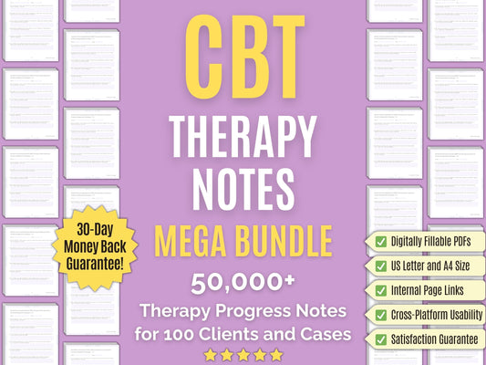 Cognitive Behavioral Therapy (CBT) Progress Notes Psychology Workbooks