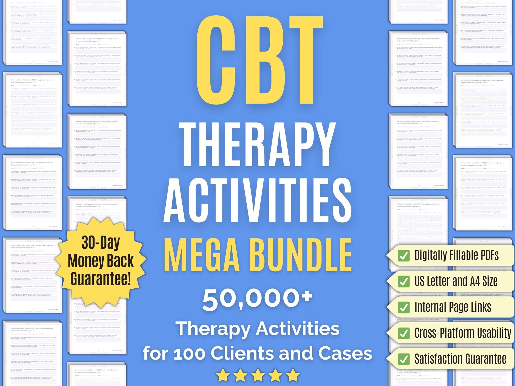 Cognitive Behavioral Therapy (CBT) Session Activities Psychology Workbooks