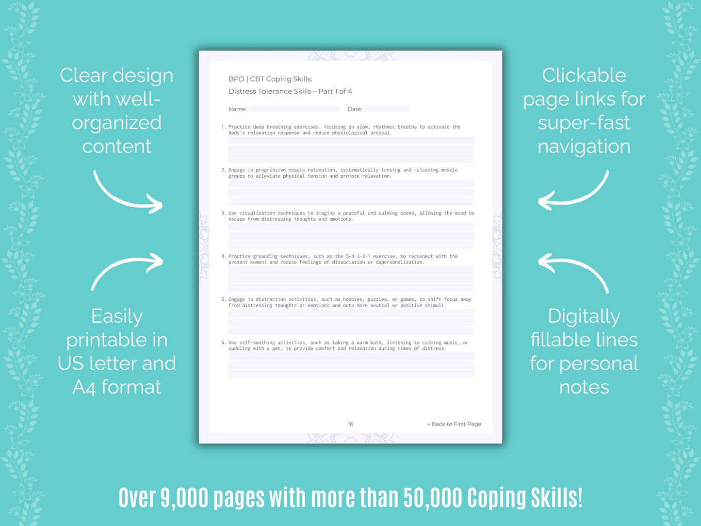 Cognitive Behavioral Therapy (CBT) Coping Skills Counselor Cheat Sheets