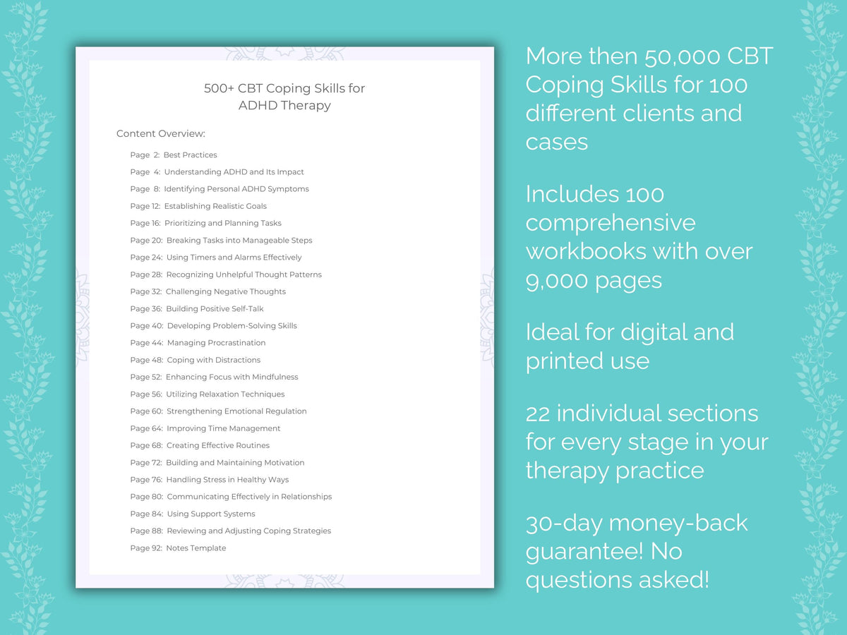 Cognitive Behavioral Therapy (CBT) Coping Skills Workbooks Mega Bundle ...