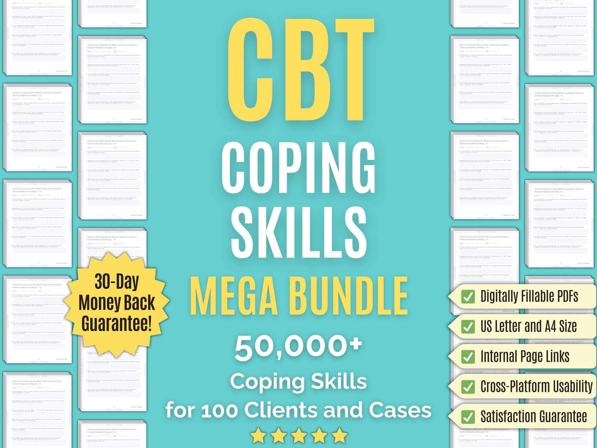 Cognitive Behavioral Therapy (CBT) Coping Skills Psychology Workbooks