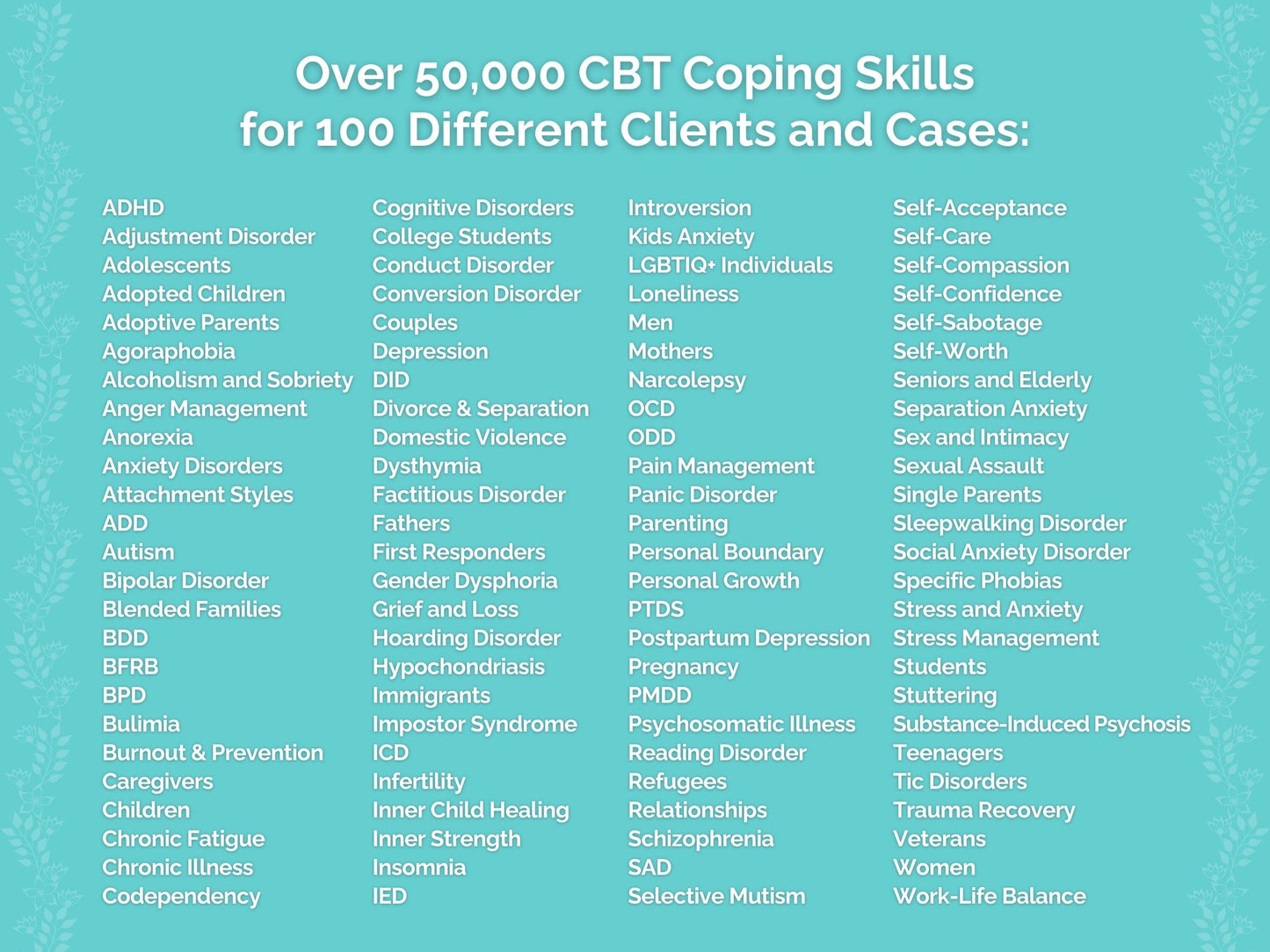 Cognitive Behavioral Therapy (CBT) Coping Skills Therapist Worksheets