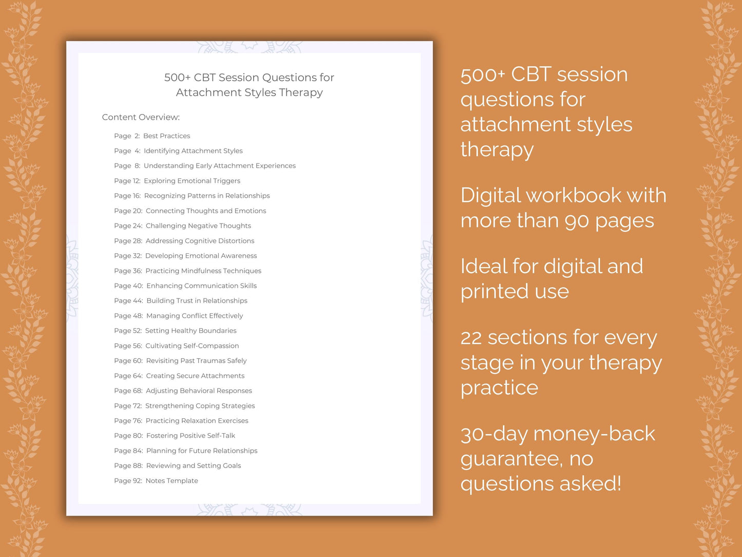 Attachment Styles Cognitive Behavioral Therapy (CBT) Therapist Worksheets