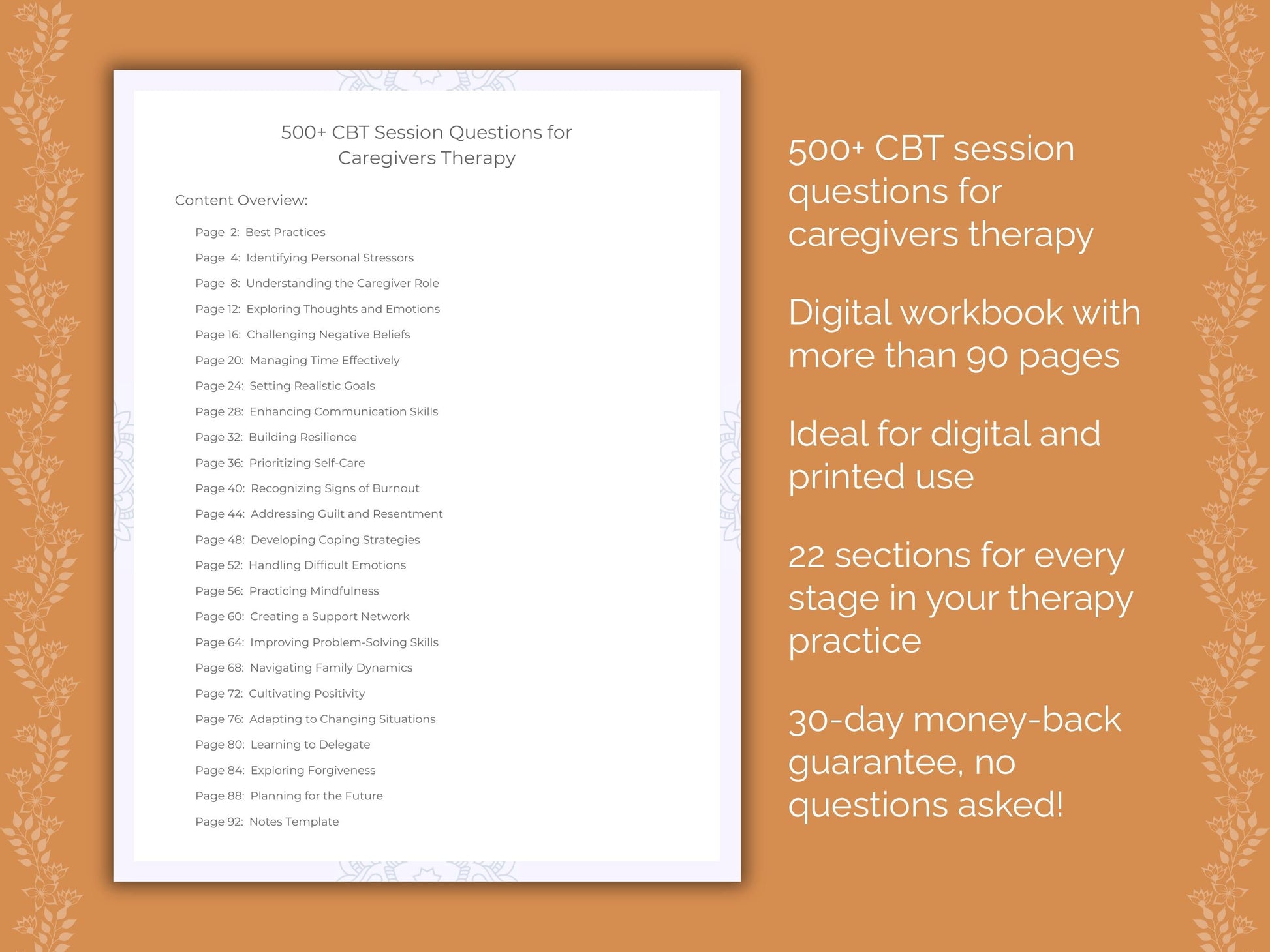 Caregivers Cognitive Behavioral Therapy (CBT) Therapist Worksheets