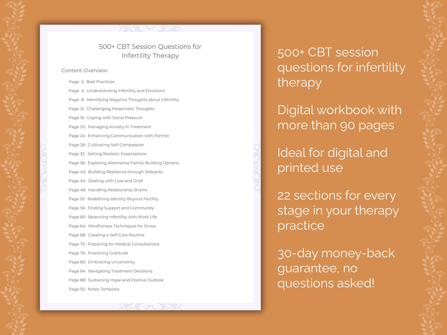 Infertility Cognitive Behavioral Therapy (CBT) Therapist Worksheets