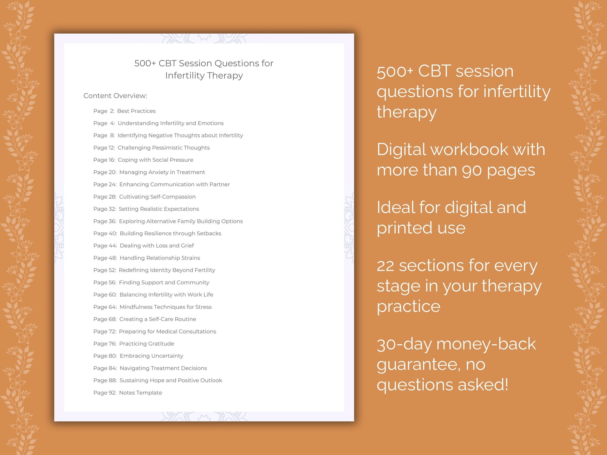 Infertility Cognitive Behavioral Therapy (CBT) Therapist Worksheets