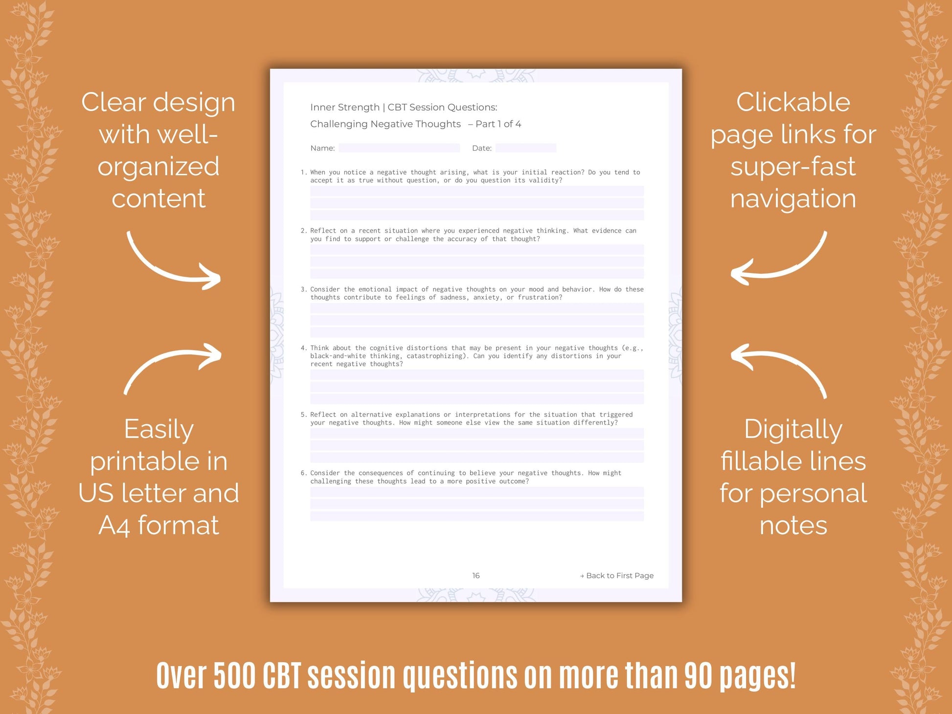 Inner Strength Cognitive Behavioral Therapy (CBT) Counseling Templates