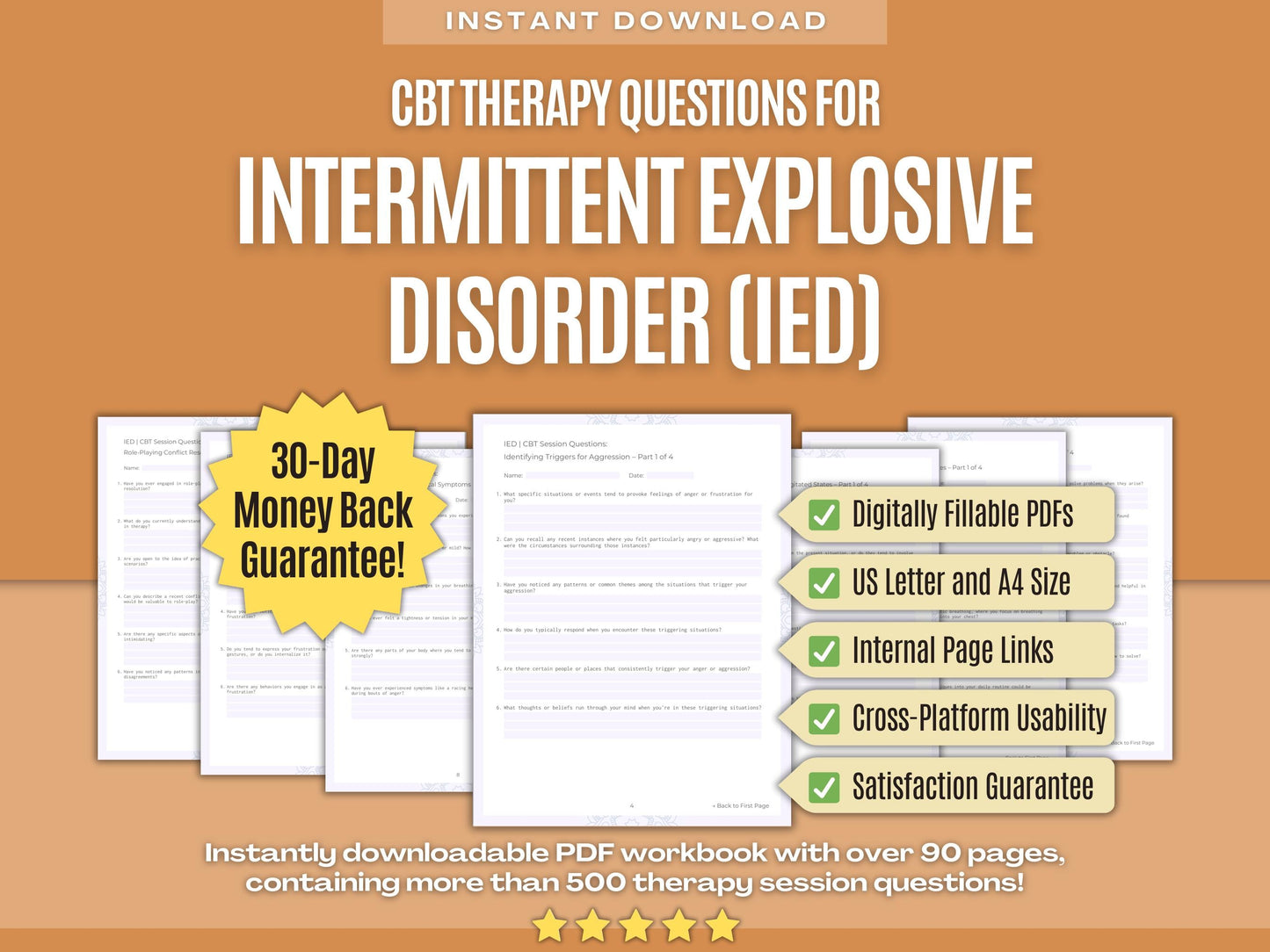 Intermittent Explosive Disorder (IED) Cognitive Behavioral Therapy (CBT) Psychology Workbooks