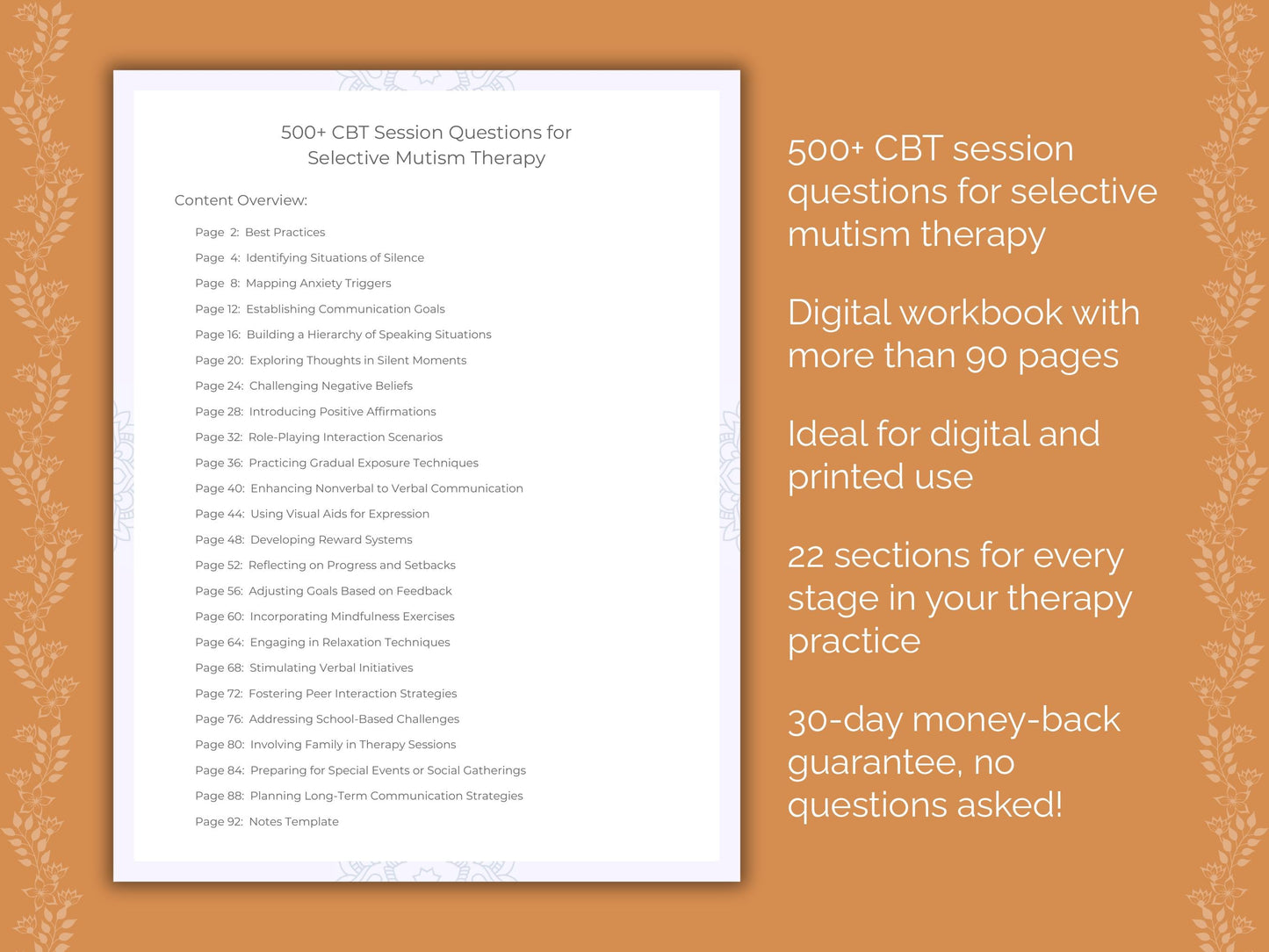 Selective Mutism Cognitive Behavioral Therapy (CBT) Therapist Worksheets